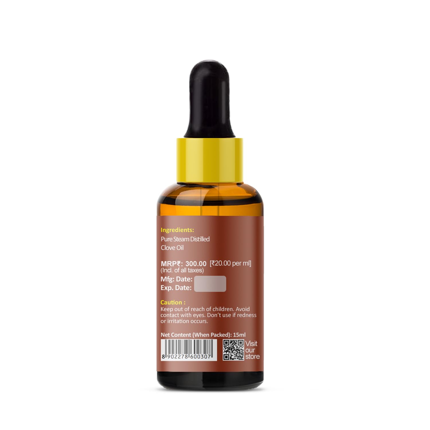 PRZ Pure Natural Therapeutic Grade Clove Essential Oil - 15ml for Aromatherapy, Body Massage, Skin & Hair Care | Perfect for Relaxation, Stress Relief & Home Spa Treatments