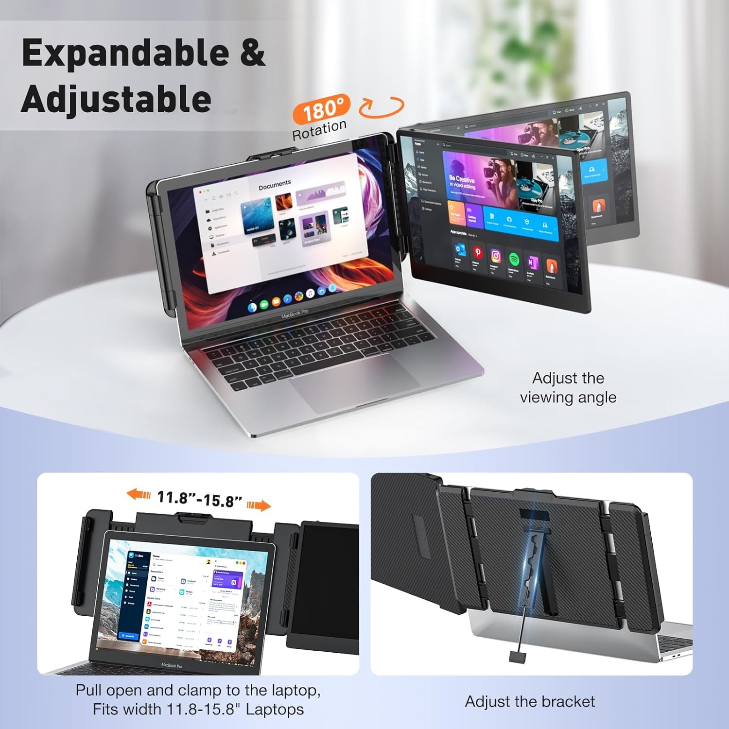 14-inch 1080P FHD Portable Monitor - USB-C/HDMI/USB-A Plug & Play Laptop Screen Extender for Windows, Mac & Chrome - Perfect for Work, Gaming & Travel with 15.35