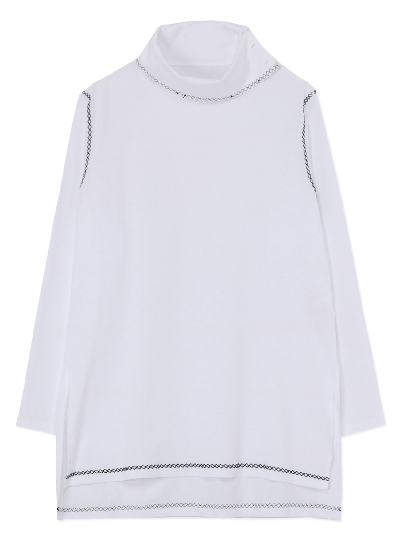Stylish Cotton Jersey High Neck Long Sleeve T-Shirt with Geometric Stitches - Perfect for Casual Wear, Layering & Everyday Outfits