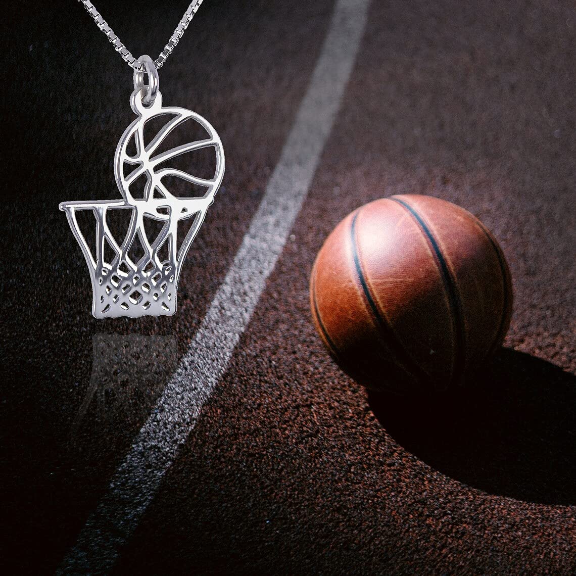 925 Sterling Silver Basketball Hoop Pendant Necklace - Perfect Gift for Women, Men, Coaches & Athletes | Sport Jewelry for Birthday, Fitness & Fashion | Ideal for Basketball Lovers & Teen Girls
