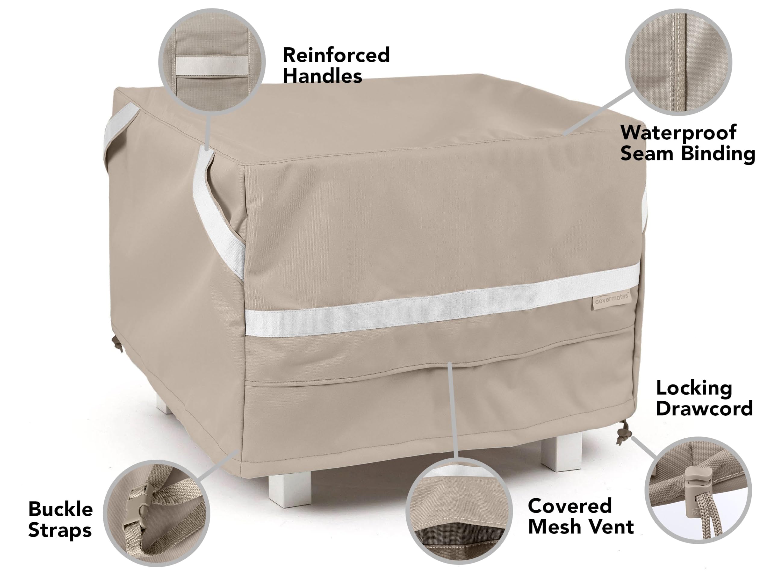 Premium 50x50 Inch Square Table Cover - Waterproof Polyester Outdoor Dining Tablecloth with Drawstring Hem, UV & Weather Resistant - Perfect for Patio, Garden, Picnic, and Restaurant Use (Clay Color)
