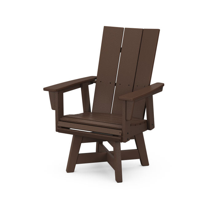 POLYWOOD Modern Curveback Adirondack Swivel Dining Chair - Weather-Resistant Outdoor Patio Furniture for Poolside, Garden & Deck Relaxation