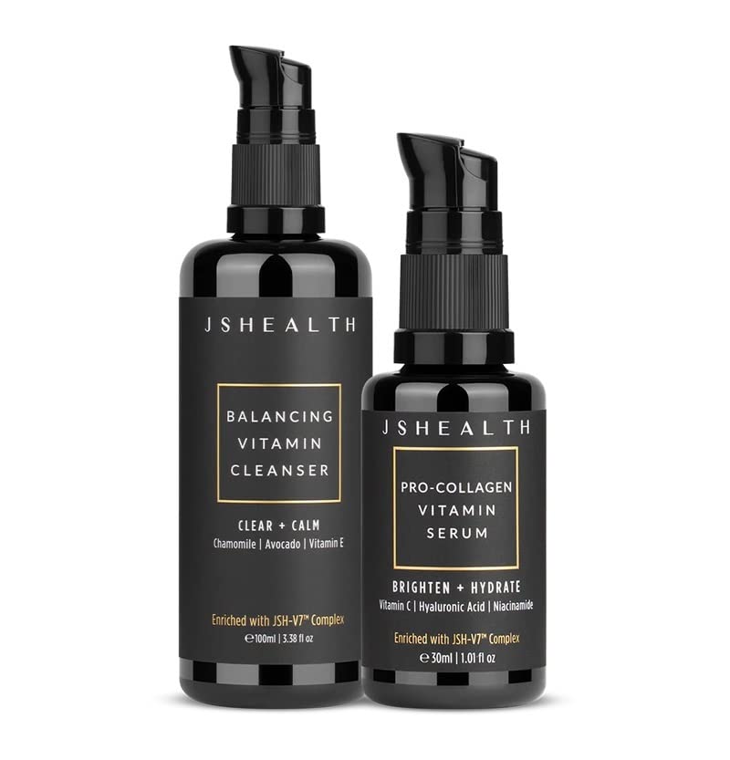JSHealth Balance & Brighten Skincare Bundle - Gentle Facial Cleanser & Vitamin C Serum for Brighter Skin | Anti-Aging & Hydrating Skincare Routine for Day & Night Use