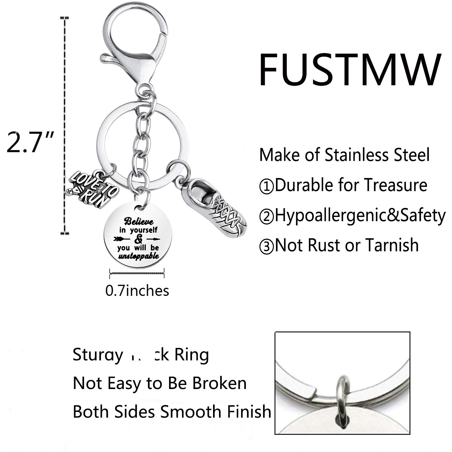 FUSTMW Runner Keychain - Marathon Jewelry Gift for Runners - Perfect for Race Day, Training Motivation & Finisher Celebrations
