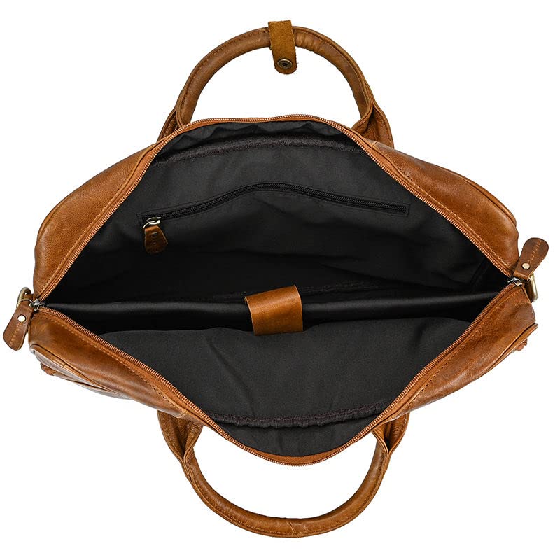 14 Inch Leather Laptop Briefcase for Men & Women - Professional Business Bag with Adjustable Shoulder Strap - Perfect for Office, Work, Travel & Commuting