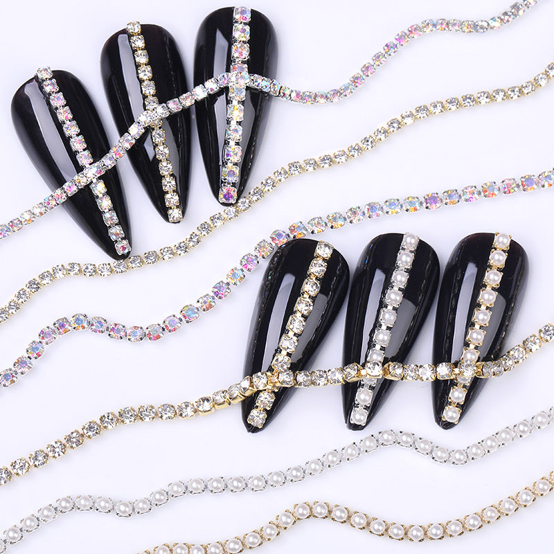 50cm Nail Chain Rhinestones for Nail Art - Sparkling DIY Nail Decorations for Parties, Weddings & Special Occasions
