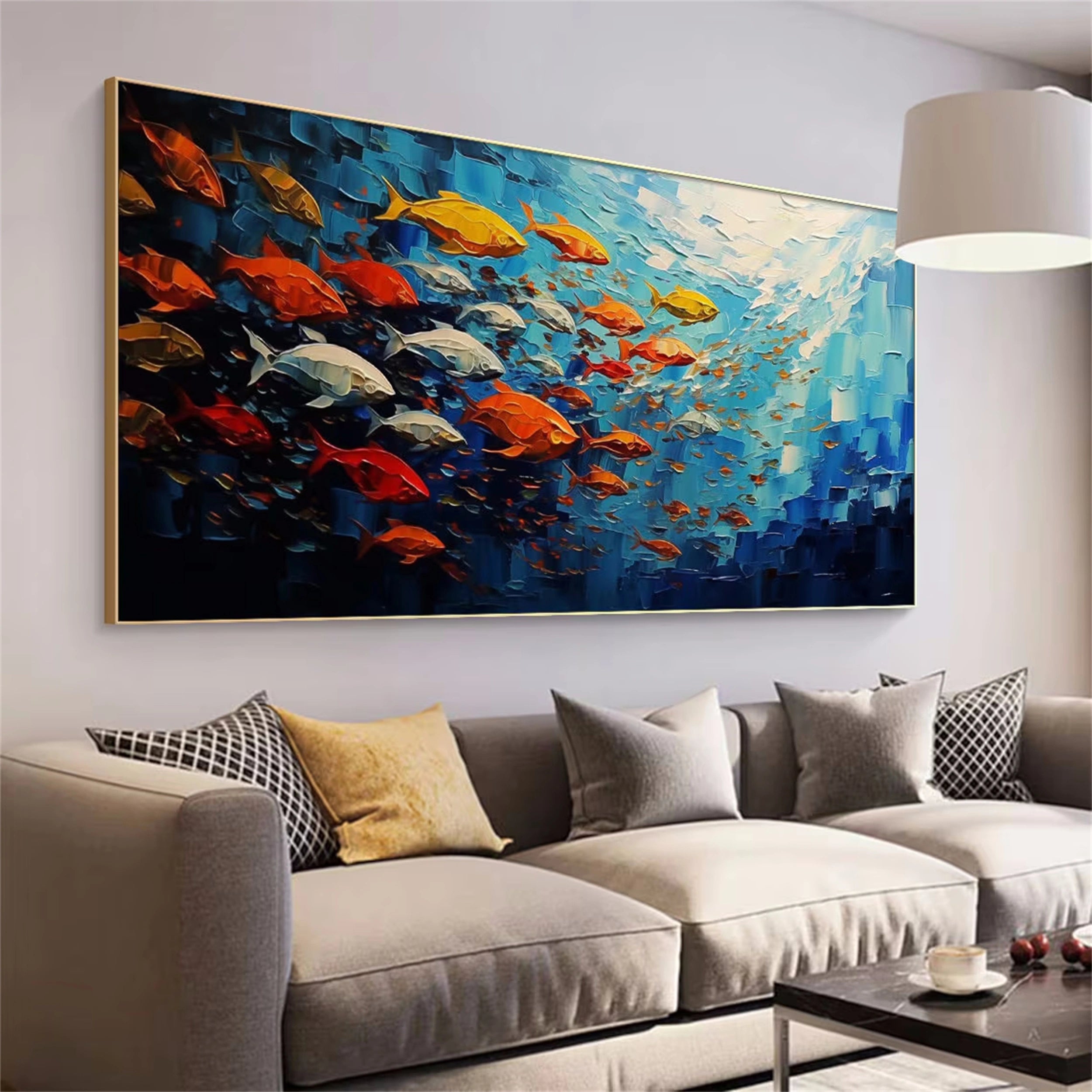 Ocean And Sky Painting #OS 101 - Handmade Canvas Wall Art for Home & Office Decor - Perfect for Living Room, Bedroom, or Office Wall Decor