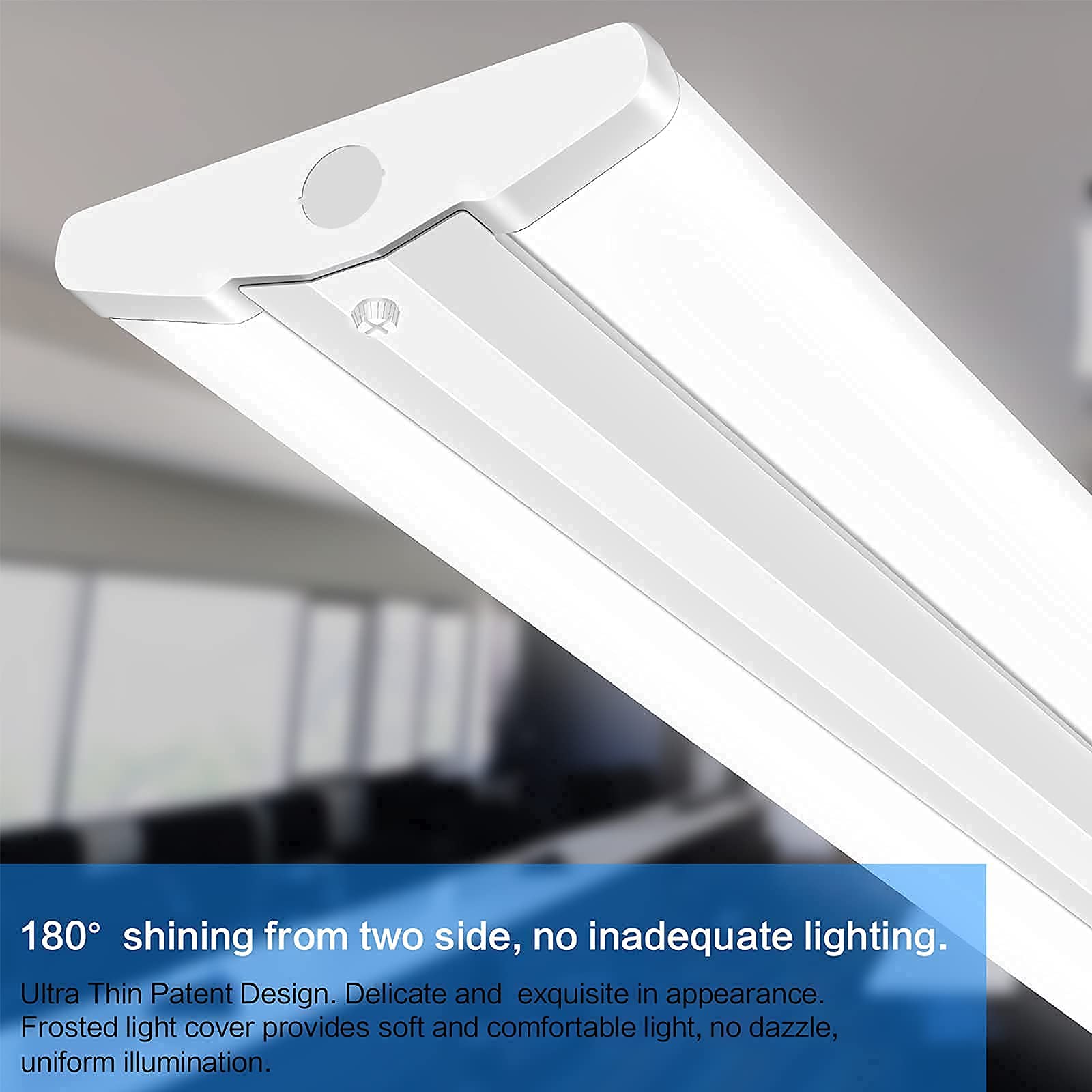 ANTLUX 110W 8FT LED Wraparound Ultra Slim Shop Lights - 12600LM 5000K Daylight White - 8 Foot Flush Mount Ceiling Fixture for Garage, Warehouse & Office - Energy Efficient Fluorescent Tube Replacement (2 Pack) - Perfect for Workspaces, Retail Stores and Home Workshops