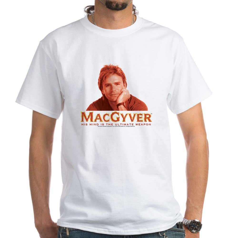 Macgyver Reddish White Cotton T-Shirt | Vintage TV Show Inspired Tee | Perfect for Casual Wear, Cosplay & Fan Gifts