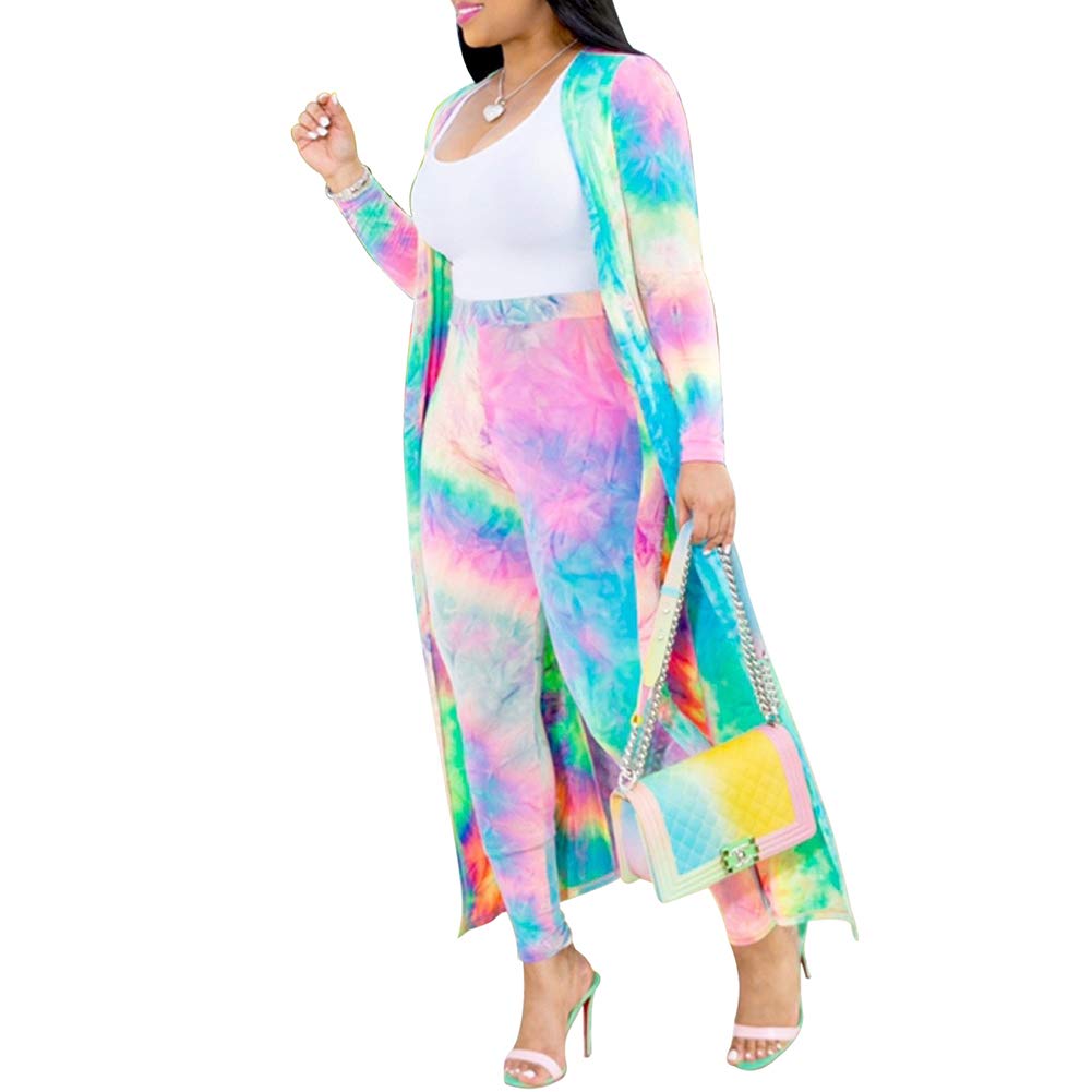 Women's Printed Long Cardigan 2-Piece Outfit Set with Long Sleeve Coat & Trousers | Stylish Fall/Winter Fashion for Office, Date Night & Casual Wear