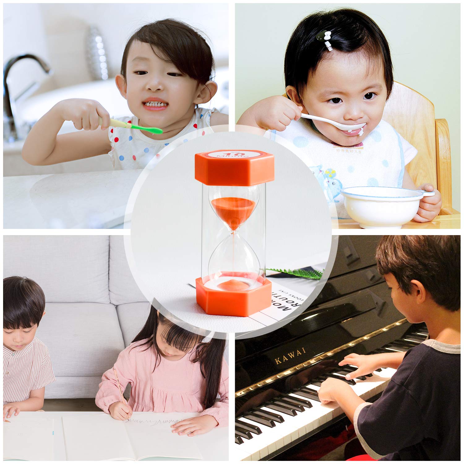 XINBAOHONG 3 & 10 Minute Sand Timer Hourglass - Yellow & Orange Dual Pack (6.3