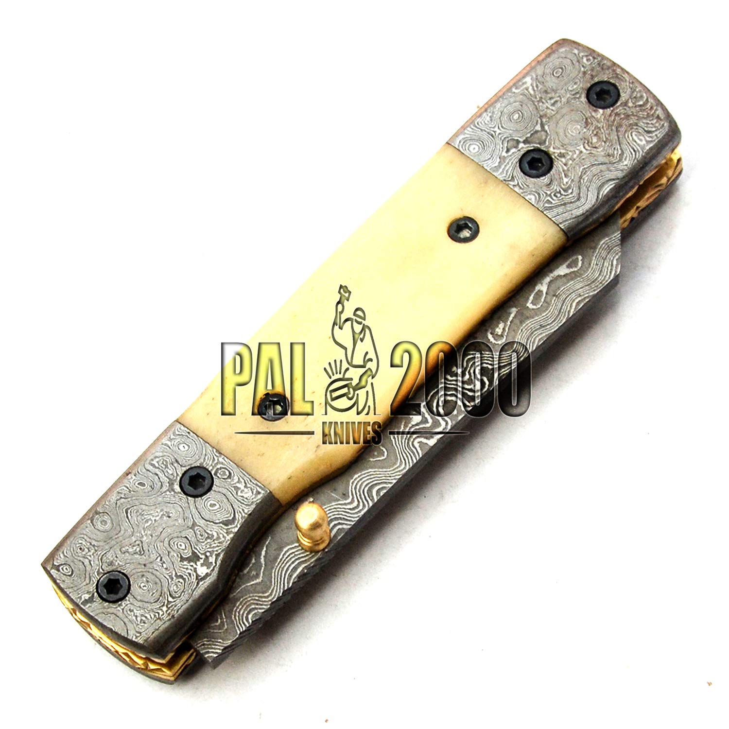 Handmade Damascus Steel 8 Inch Folding Pocket Knife - PAL 2000 POC-9677 | EDC, Camping, Hunting & Outdoor Survival Gear