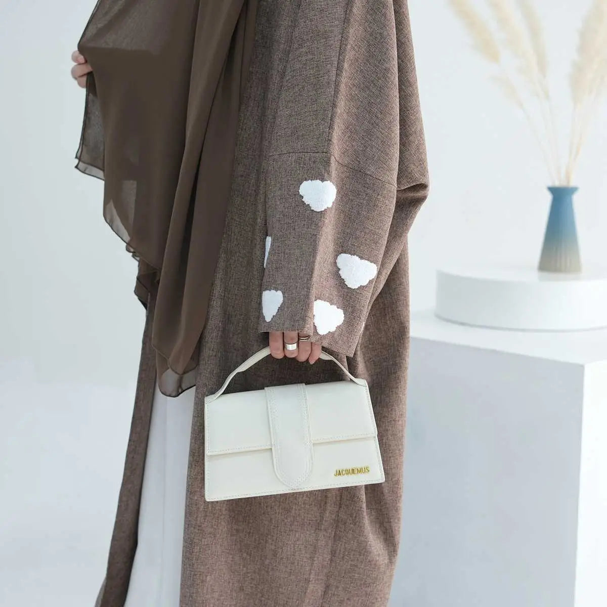 Elegant Cloud Embroidery Cardigan Open Abaya Dress for Women - Boho Chic Loose Cover Up for Mosque, Prayer, Home & Special Occasions