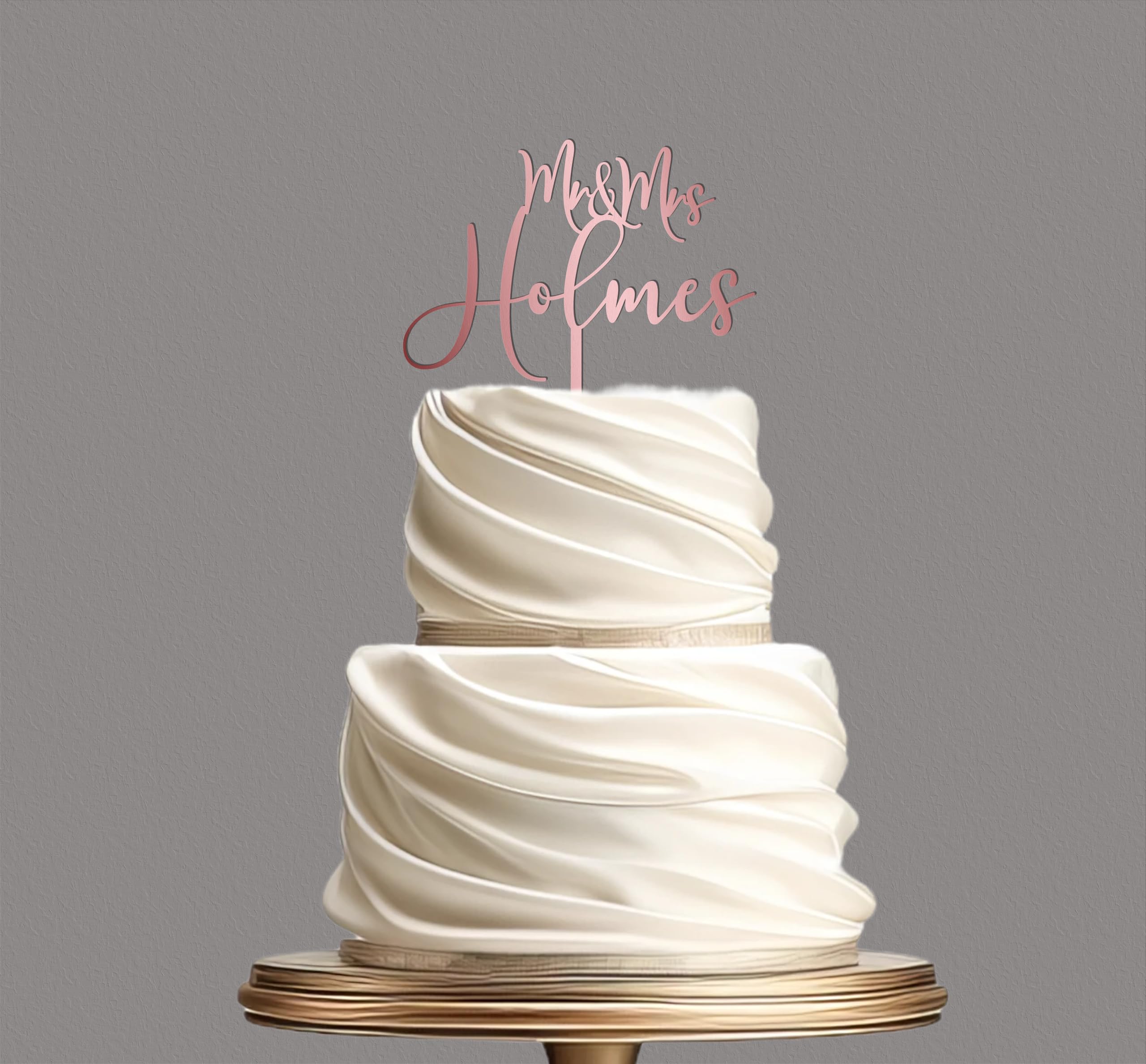 Personalized Gold Wedding Cake Topper - Custom Mr & Mrs Cake Decor with Engraved Names - Rustic Anniversary Cake Topper for Weddings, Bridal Showers & Special Celebrations