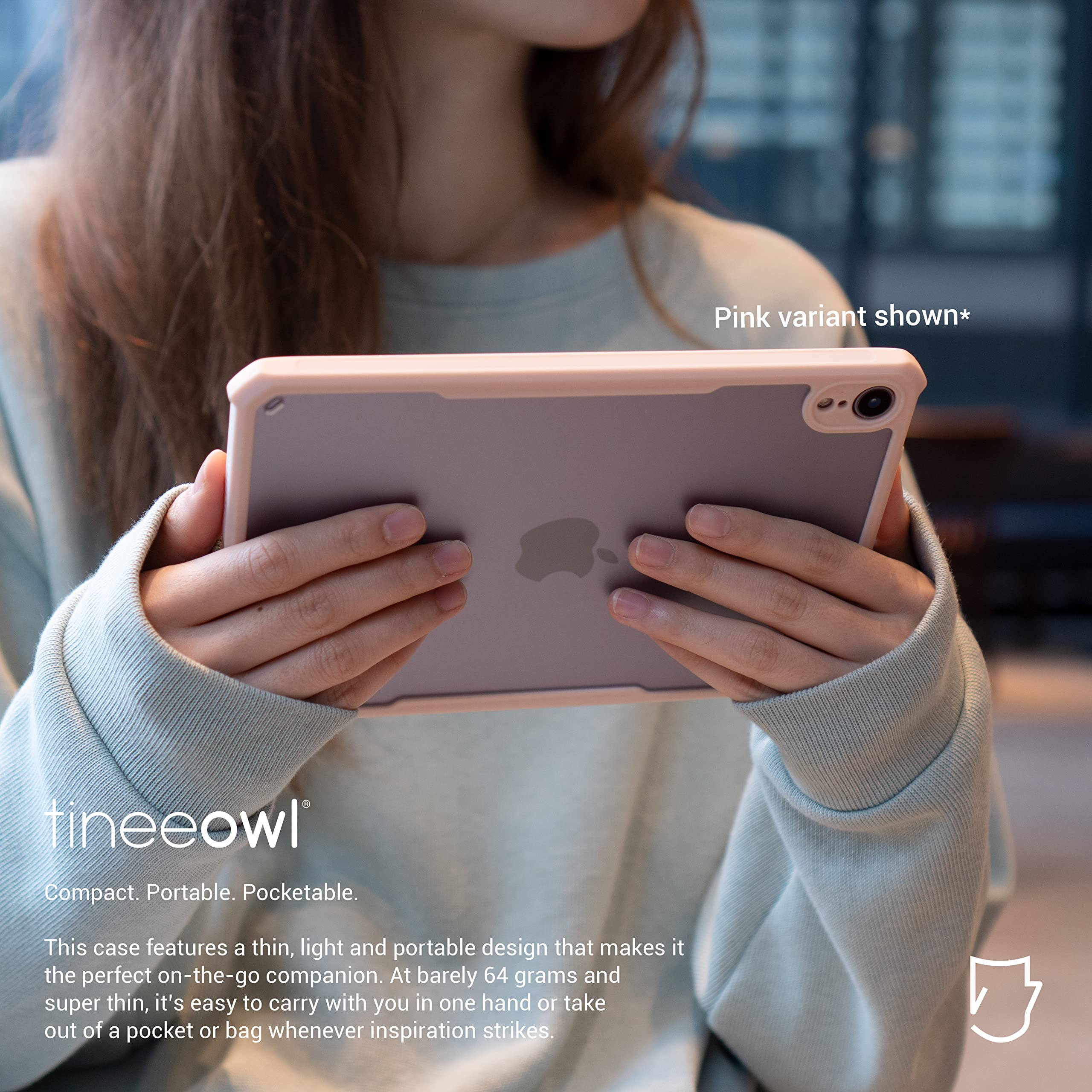 TineeOwl Ultra Thin Matte Back Clear Case for iPad Mini 7th/6th Generation (2024/2021) - Shock-Absorbing Flexible TPU Cover - Lightweight Protective Case for iPad Mini 7 A17 Pro - Perfect for Work, Travel & Everyday Use (Black)