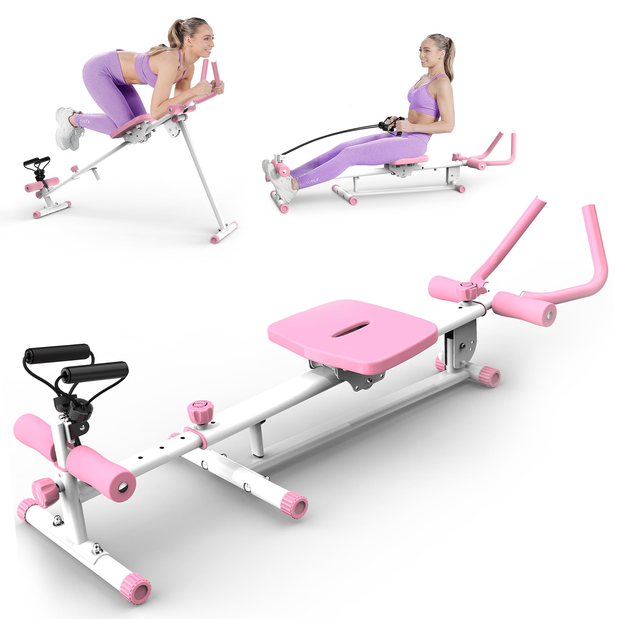 4-in-1 Multifunctional Home Gym Equipment: Rowing Machine, Leg Press, Ab Glider & Roman Chair for Full Body Workout - Perfect for Core Strength Training, Weight Loss & Home Fitness