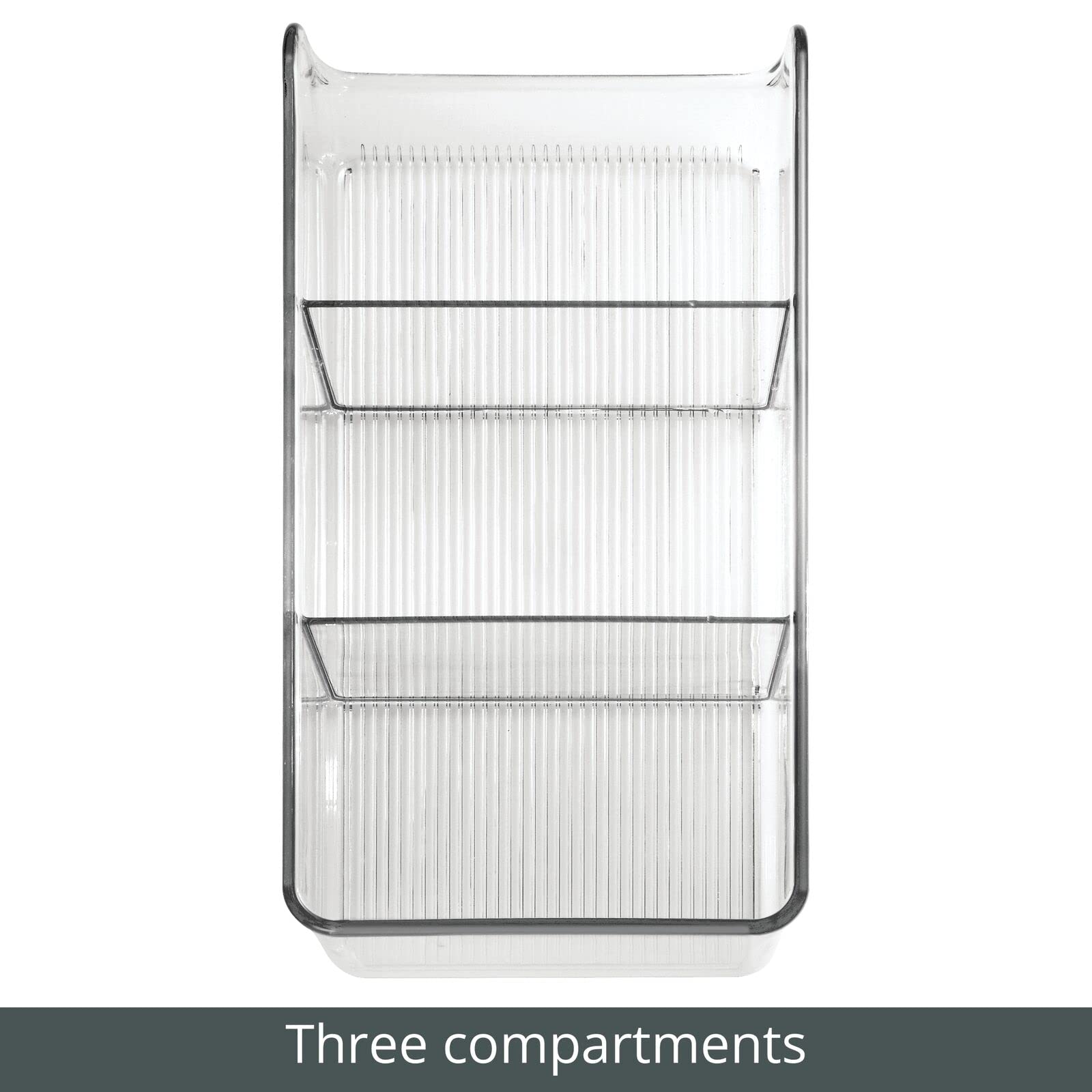 mDesign Clear Plastic 3-Compartment Food Storage Bin Organizer - Kitchen Cabinet, Pantry, Shelf, Drawer, Fridge & Freezer Organization - Perfect for Snack Bars, Cereal & Dry Goods - Ligne Collection 2-Pack - Ideal for Meal Prep & Space Saving Storage