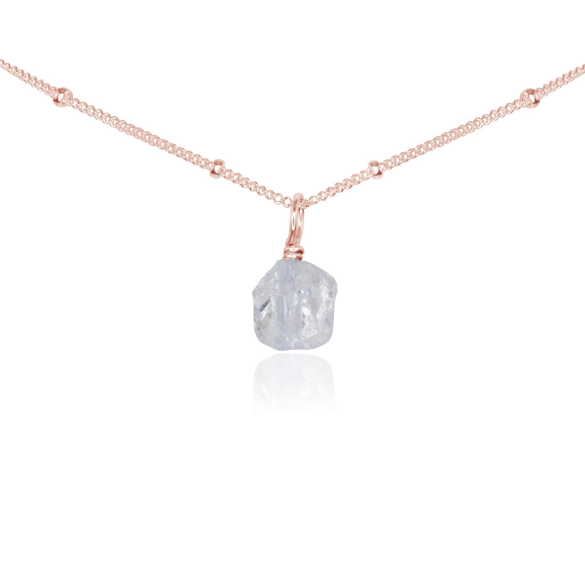 Natural Tiny Rough Crystal Quartz Gemstone Pendant Necklace - Elegant Choker for Women, Boho Jewelry Gift for Her | Perfect for Spiritual Healing, Meditation & Everyday Fashion