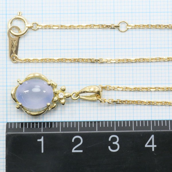 18K Yellow Gold Chalcedony Diamond Necklace for Women - Elegant Gemstone Jewelry Gift for Anniversary, Wedding & Special Occasions