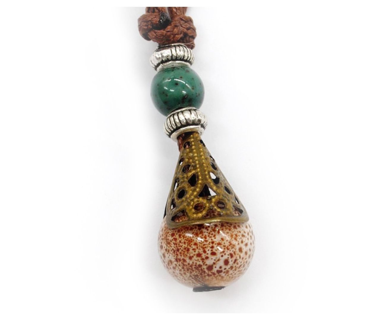 Brown Thread Beaded Pendant Necklace for Women - Handmade Bohemian Jewelry - Perfect for Casual Wear, Parties & Gifts