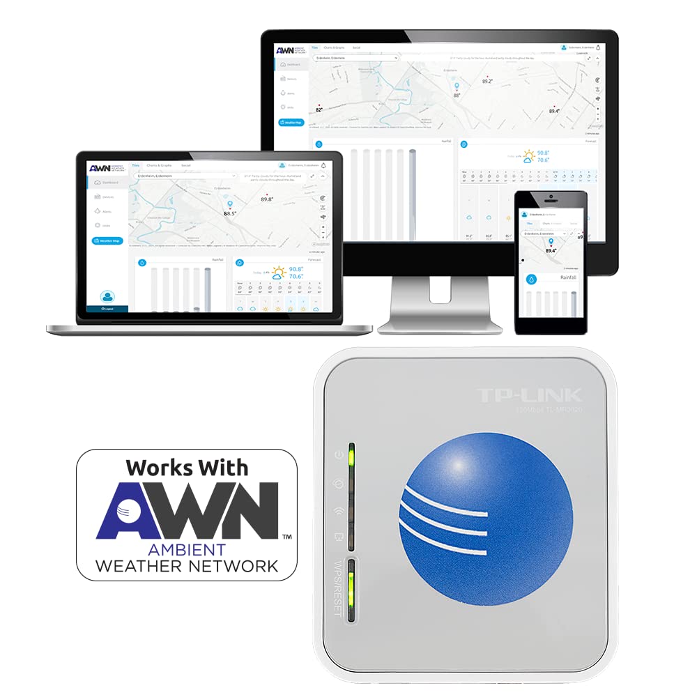 Ambient Weather WEATHERBRIDGE Universal WiFi IP Ethernet Server for Weather Stations - Real-Time Data Monitoring for Home, Office & Outdoor Use