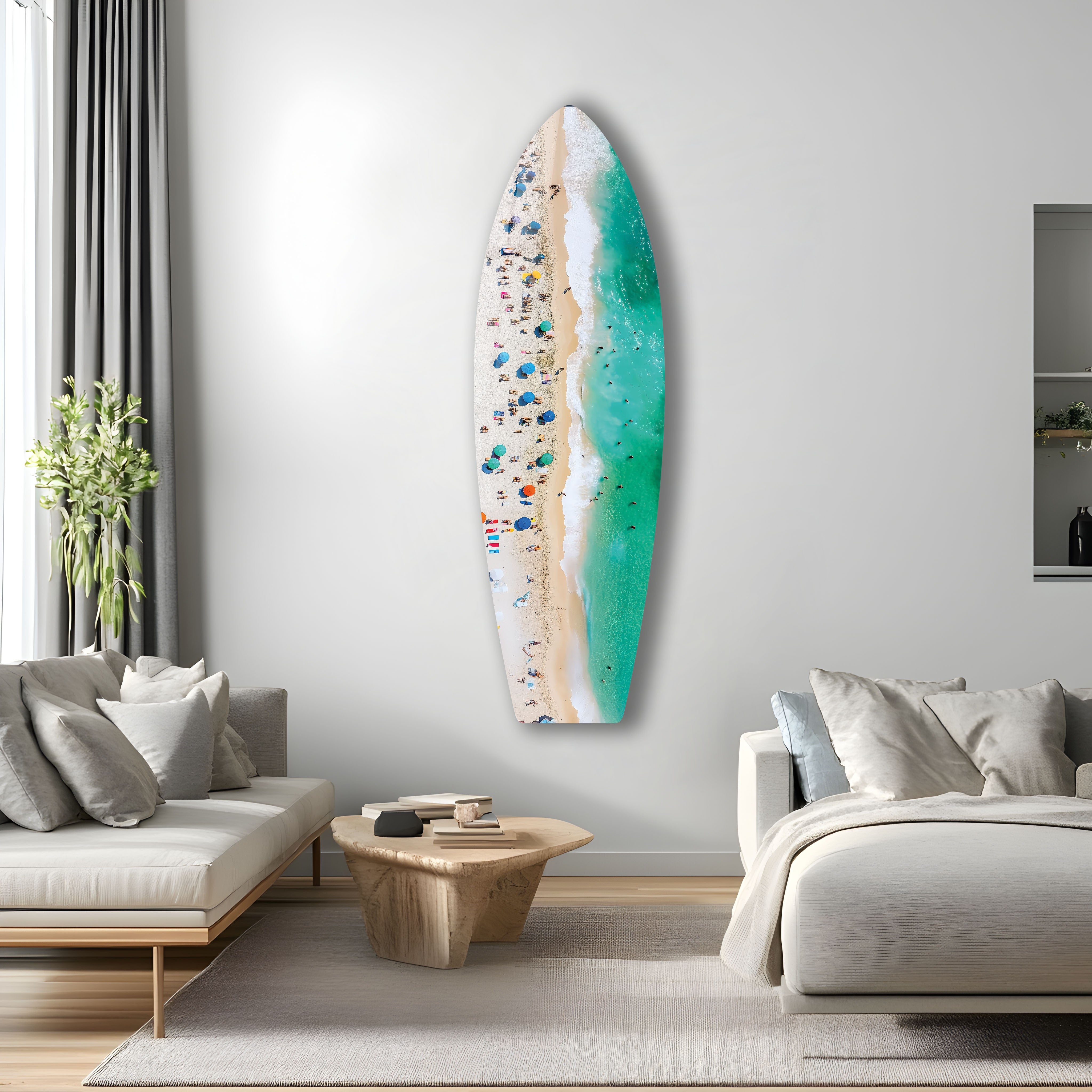 Beach Bliss Surfboard Wall Art - Coastal Decor for Living Room, Bedroom & Office - Perfect Surfing Theme Home Decoration