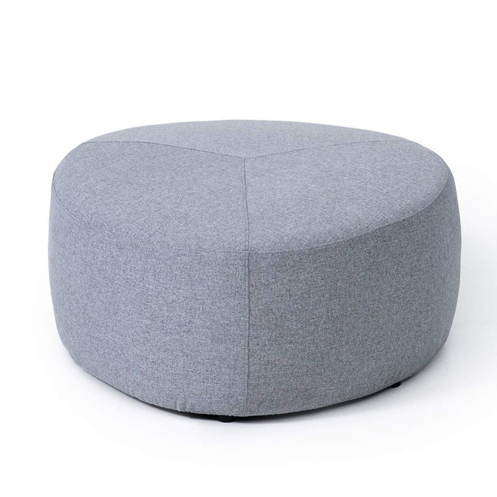 Nordic Modern Wooden Footstool Ottoman Bench with Detachable Linen Cover - Comfortable Padded Seat for Living Room, Bedroom, or Office - Gray, 38x80x80cm - Perfect for Lounging, Extra Seating & Home Decor