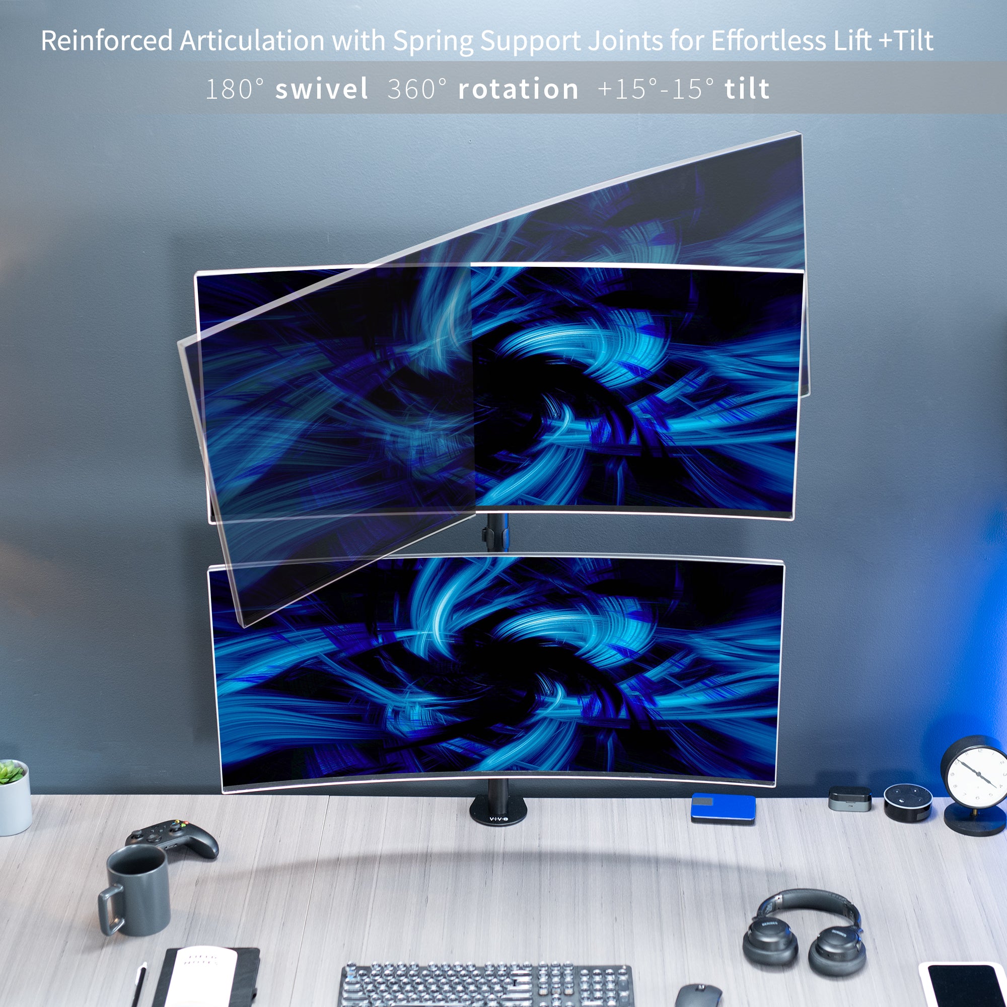 Dual Ultrawide Vertical Monitor Desk Mount Stand - Holds 2 Screens up to 45 Inches - Perfect for Gaming, Coding & Office Work