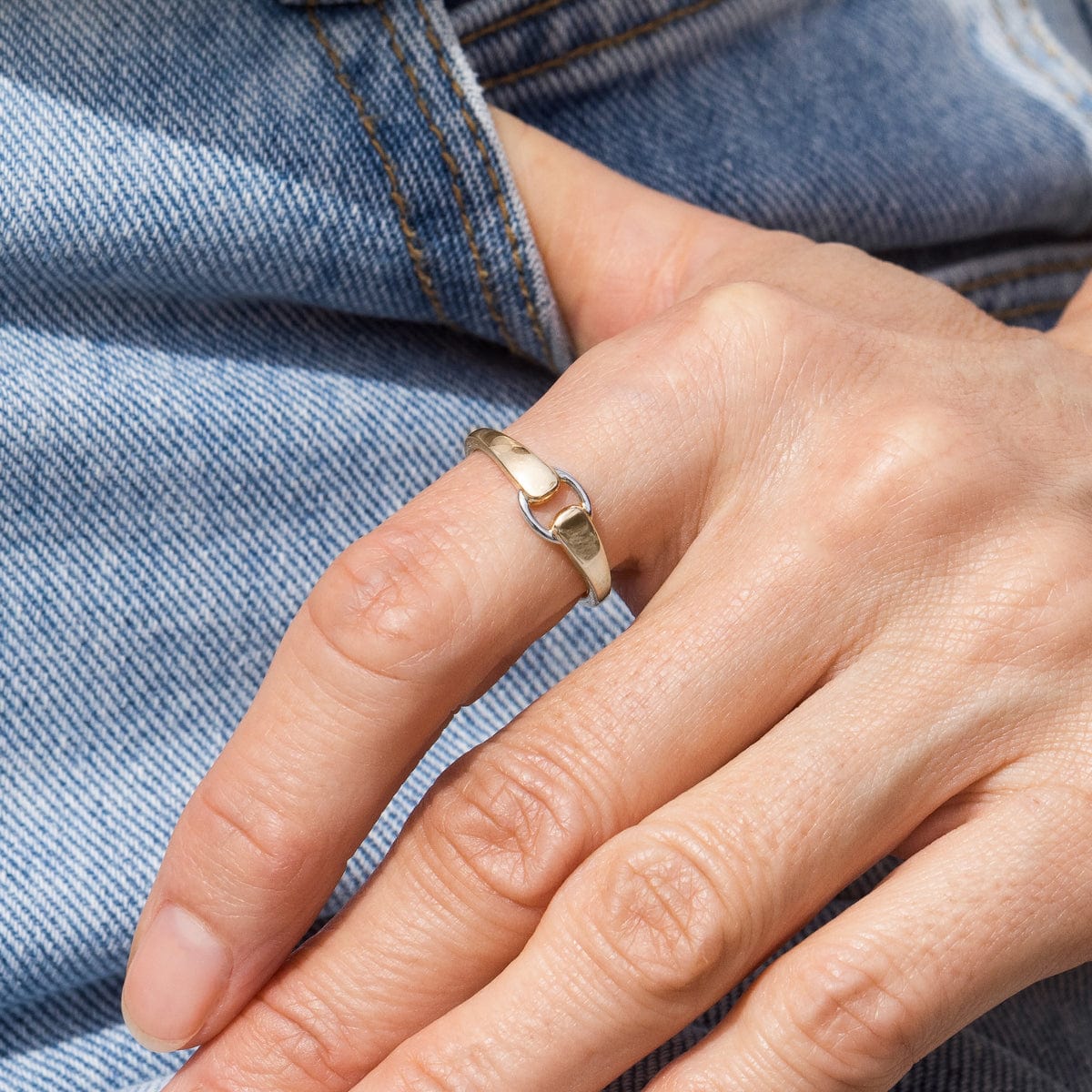 Two-Tone Buckle Ring for Women - Adjustable Fashion Jewelry for Casual & Formal Wear - Perfect for Everyday Style & Special Occasions