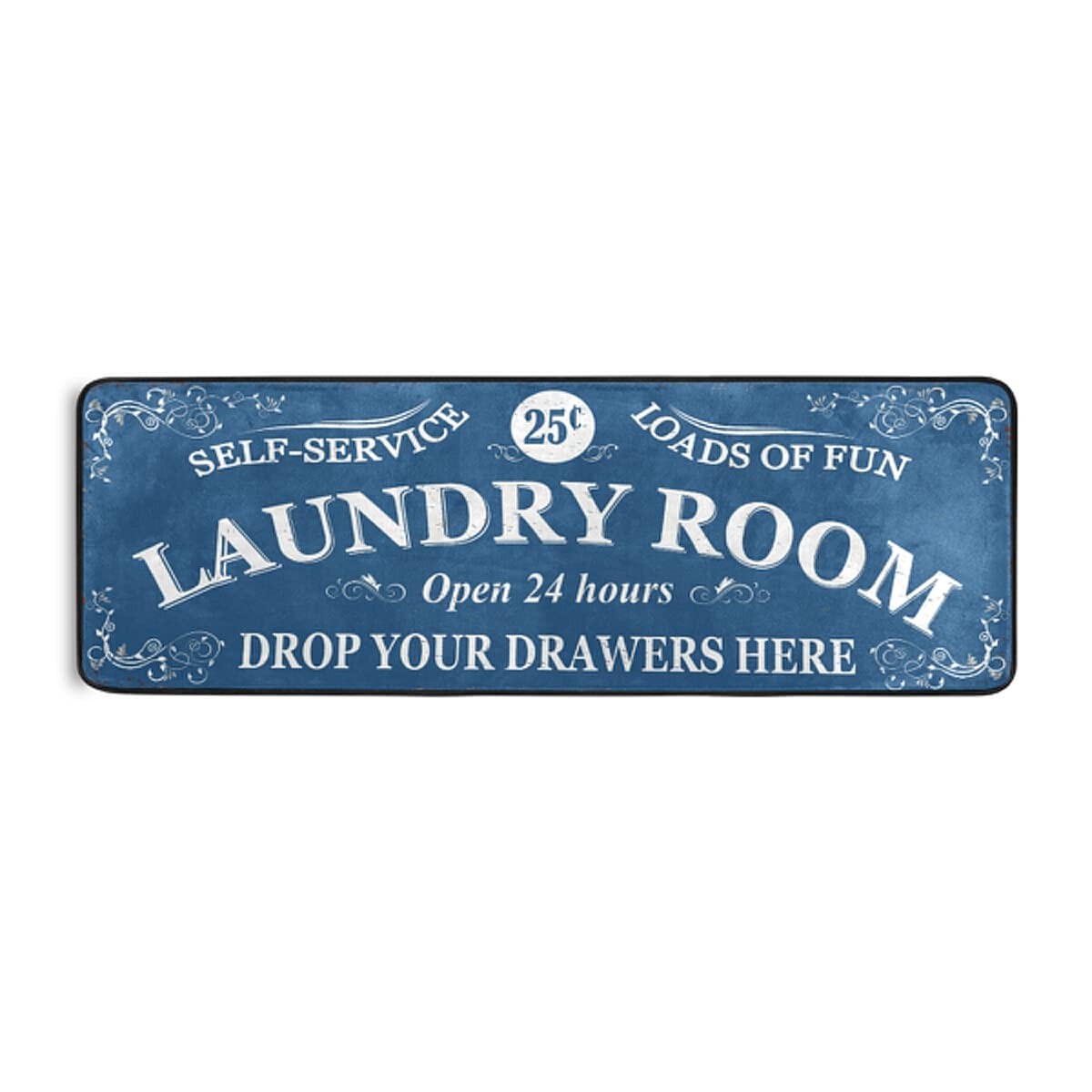 Farmhouse Laundry Room Rug - Machine Washable Runner Mat 72x24 Inches, Blue - Perfect for Laundry Room Floor Protection & Farmhouse Decor