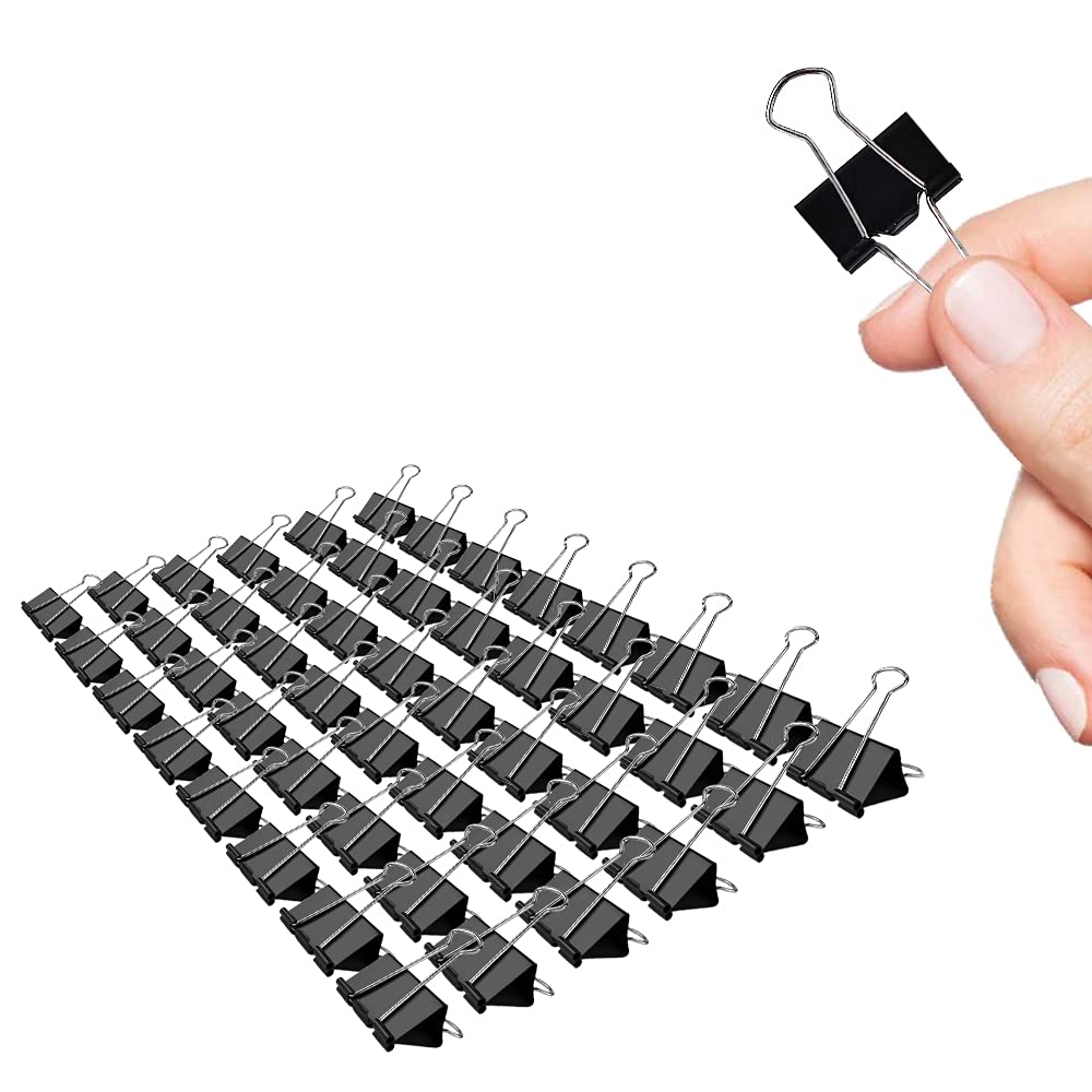 Small Binder Clips 48 Pack - 3/4 Inch (19mm) Black Office Paper Clamps with 0.31 Inch Capacity - Perfect for Organizing Documents, Photos & Craft Projects