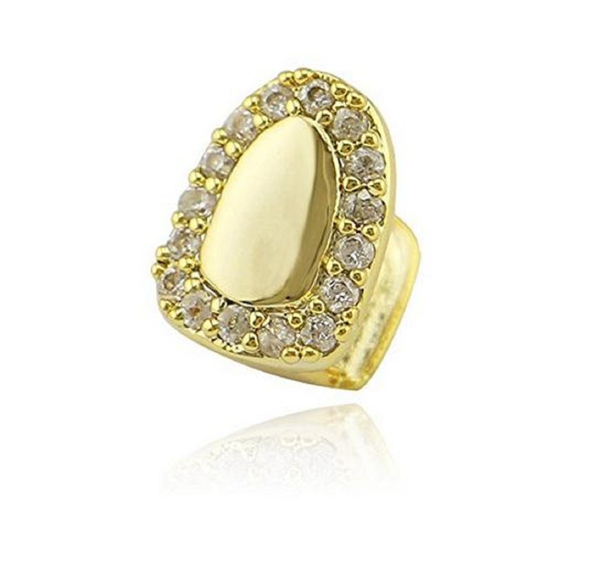 14K Gold Pave Full CZ Single Tooth Grillz - Luxury Dental Jewelry for Men & Women - Perfect for Hip Hop Fashion, Parties, and Special Occasions