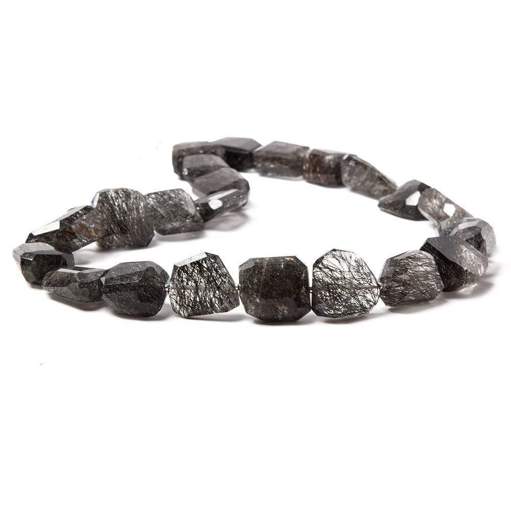 13x13mm & 21x12mm Tourmalinated Quartz Faceted Nugget Beads - 14 Inch Strand (21 Pieces) for Jewelry Making, DIY Bracelets & Necklaces