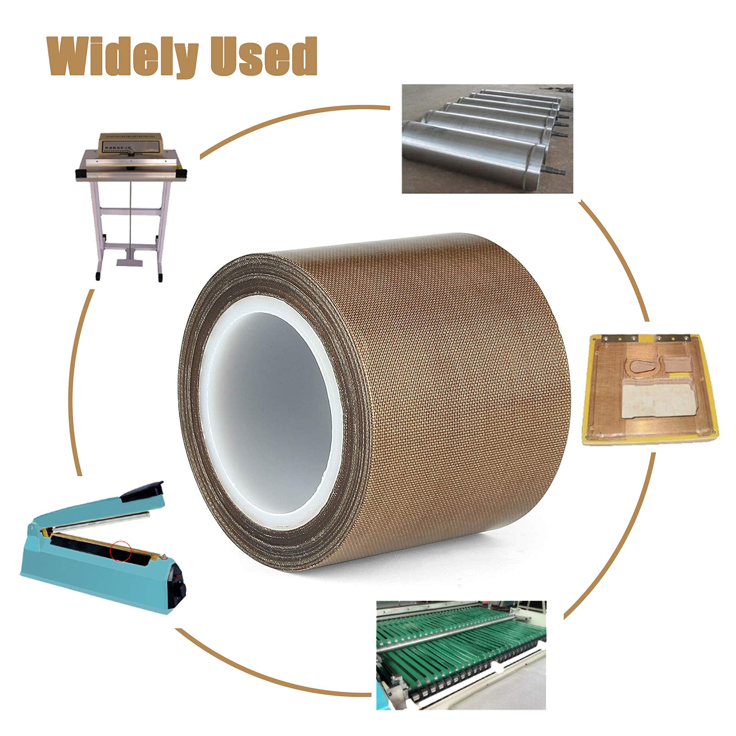 High-Temp PTFE Coated Fiberglass Adhesive Tape - 1/2 Inch x 30 Feet Teflon Fabric Tape for Vacuum Sealer Machines & Hand Impulse Sealers | Heat Resistant, Non-Stick Insulation Tape | Compatible with FoodSaver, Seal-A-Meal, Weston, Cabela's | Perfect for Food Packaging, Industrial Sealing & DIY Projects