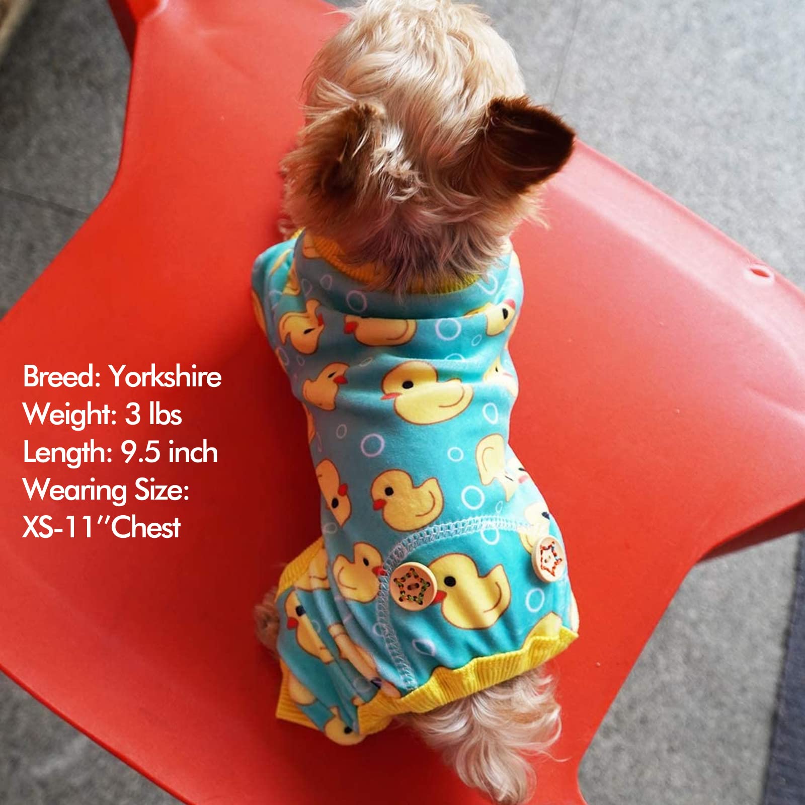 KYEESE Soft Yellow Ducks Dog Pajamas - Cozy Dog Onesie & Cat Clothes, Post-Surgery Recovery Suit for Small Dogs - Perfect for Indoor Lounging & Healing After Vet Visits