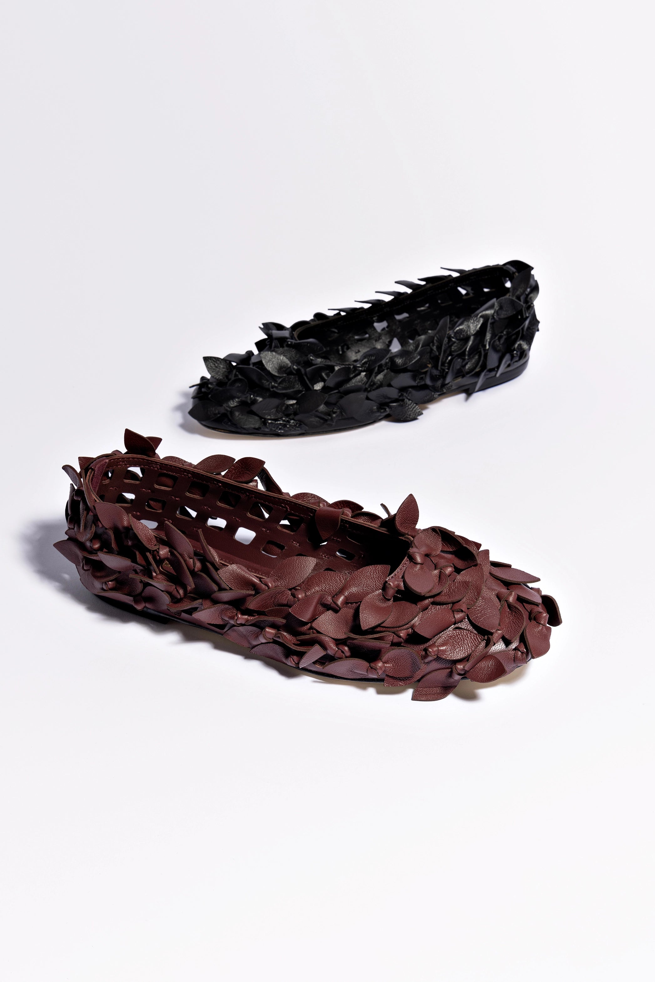 Larroudé x Jonathan Cohen Burgundy Leather Ballet Flats - Comfortable & Stylish Women's Shoes for Work, Parties & Everyday Wear