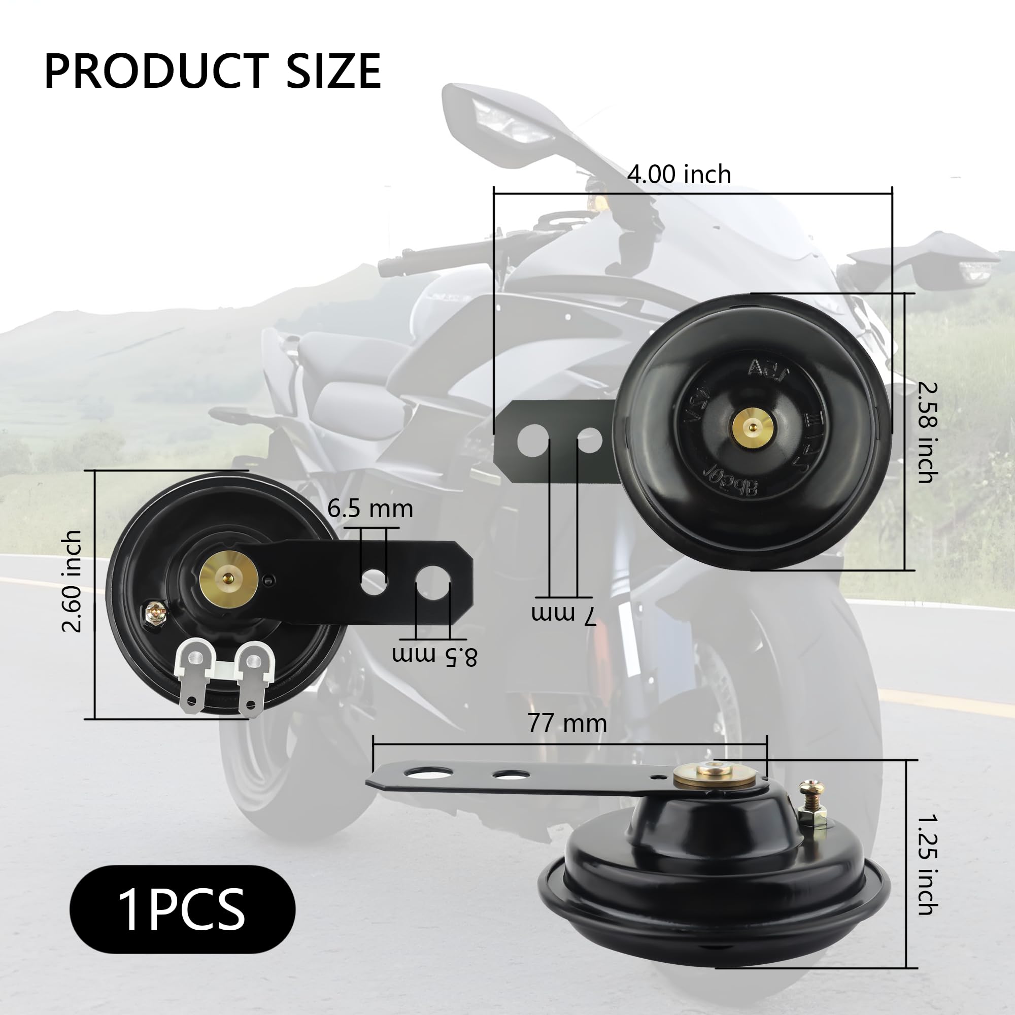 105dB Loud Motorcycle Horn - 12V 1.5A Electric Speaker for Scooters, Dirt Bikes & ATVs | Universal Bike Accessory for Safety & Alerting Traffic