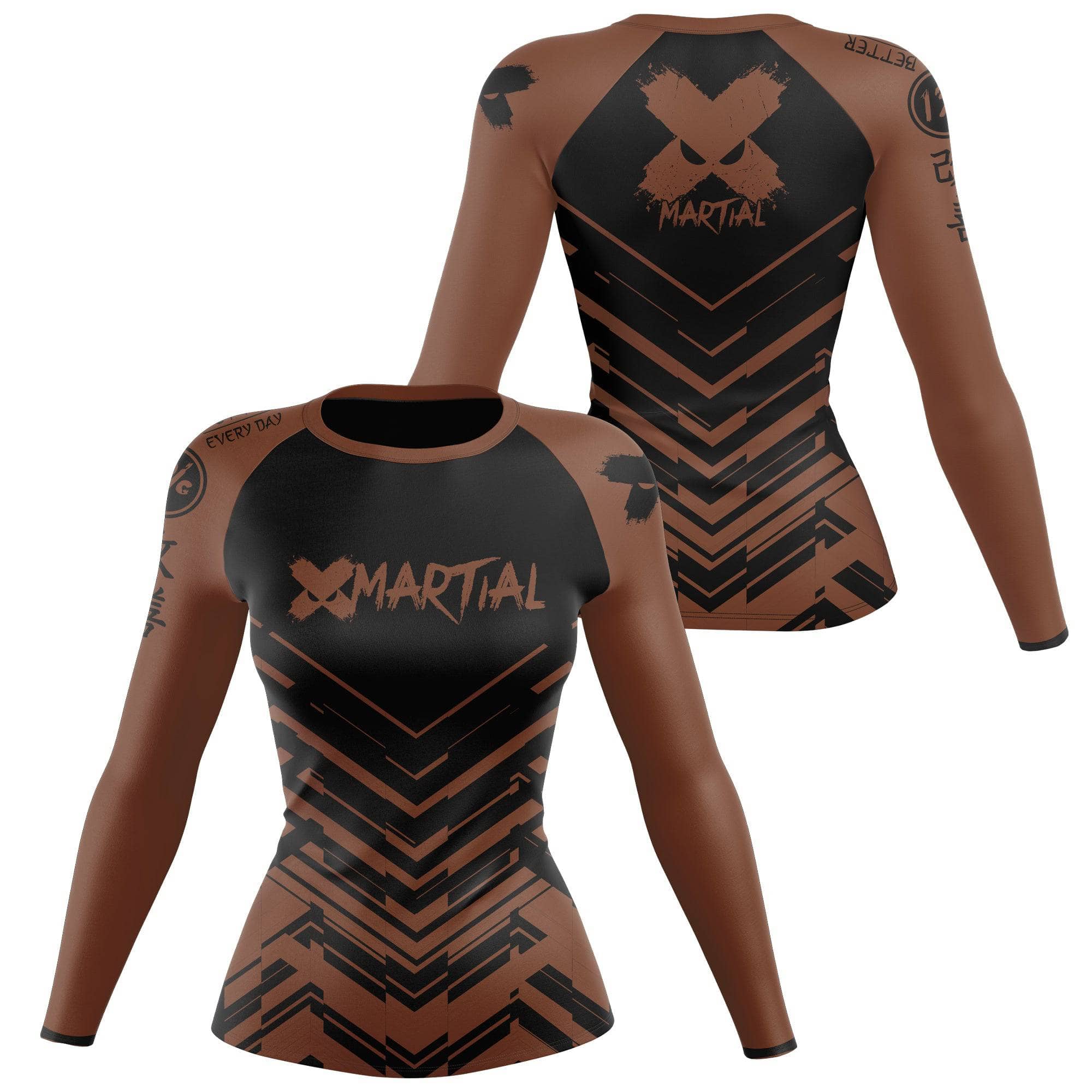 Cyber Stride Women's Rank BJJ Rash Guard - Long Sleeve Compression Shirt for Brazilian Jiu-Jitsu, MMA & Training - Moisture Wicking & UV Protection for Women Athletes