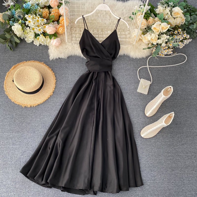 Elegant Long Skirt Summer Dress for Women - Open Back Spaghetti Strap Flowy Maxi Dress | Perfect for Beach Vacations, Date Nights & Summer Parties
