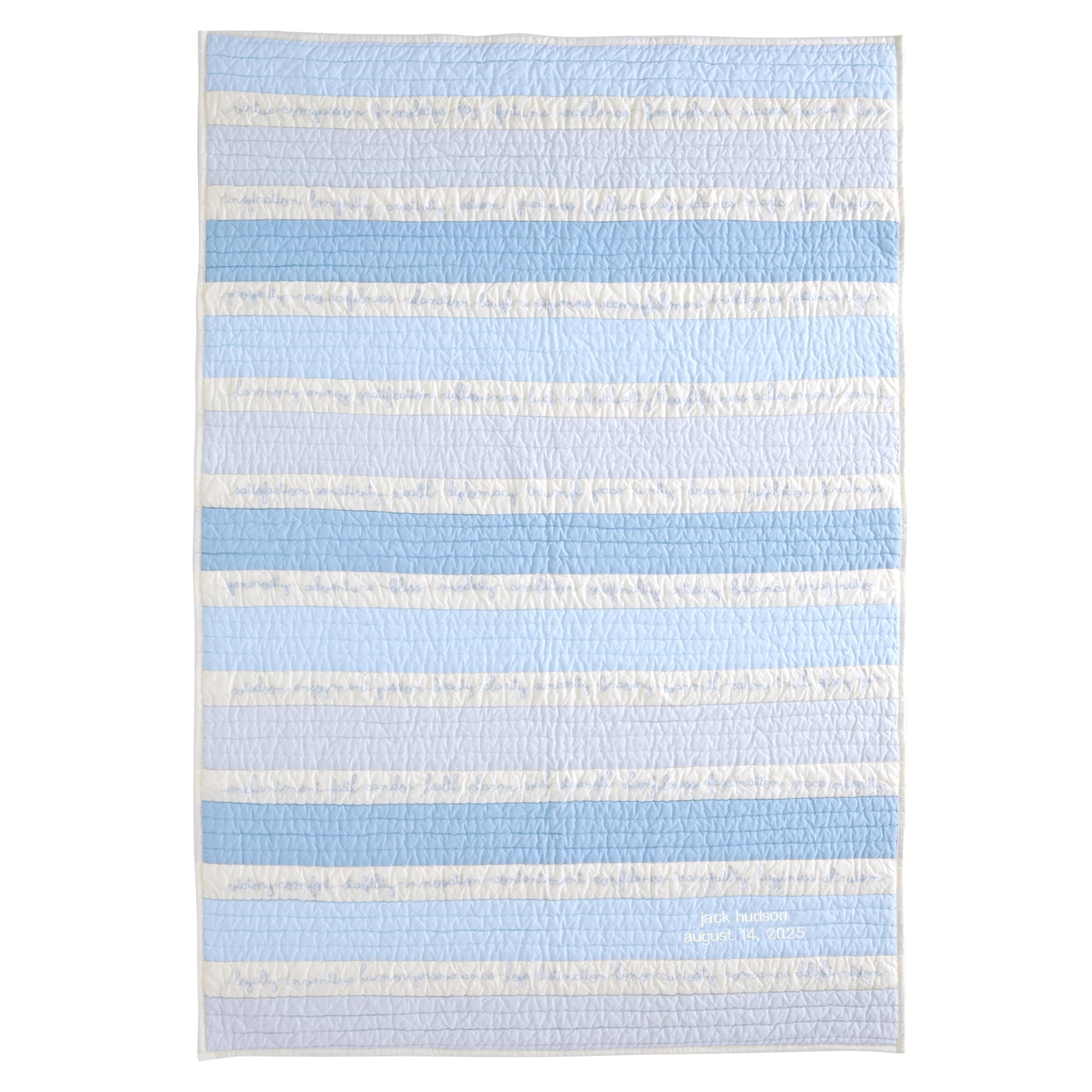 Personalized Baby Quilt - Custom Embroidered Keepsake Blanket for Newborns - 100 Wishes Plush Blankie with Message - 36”Wx50”L - Blue - Perfect Baby Shower Gift & Nursery Essential