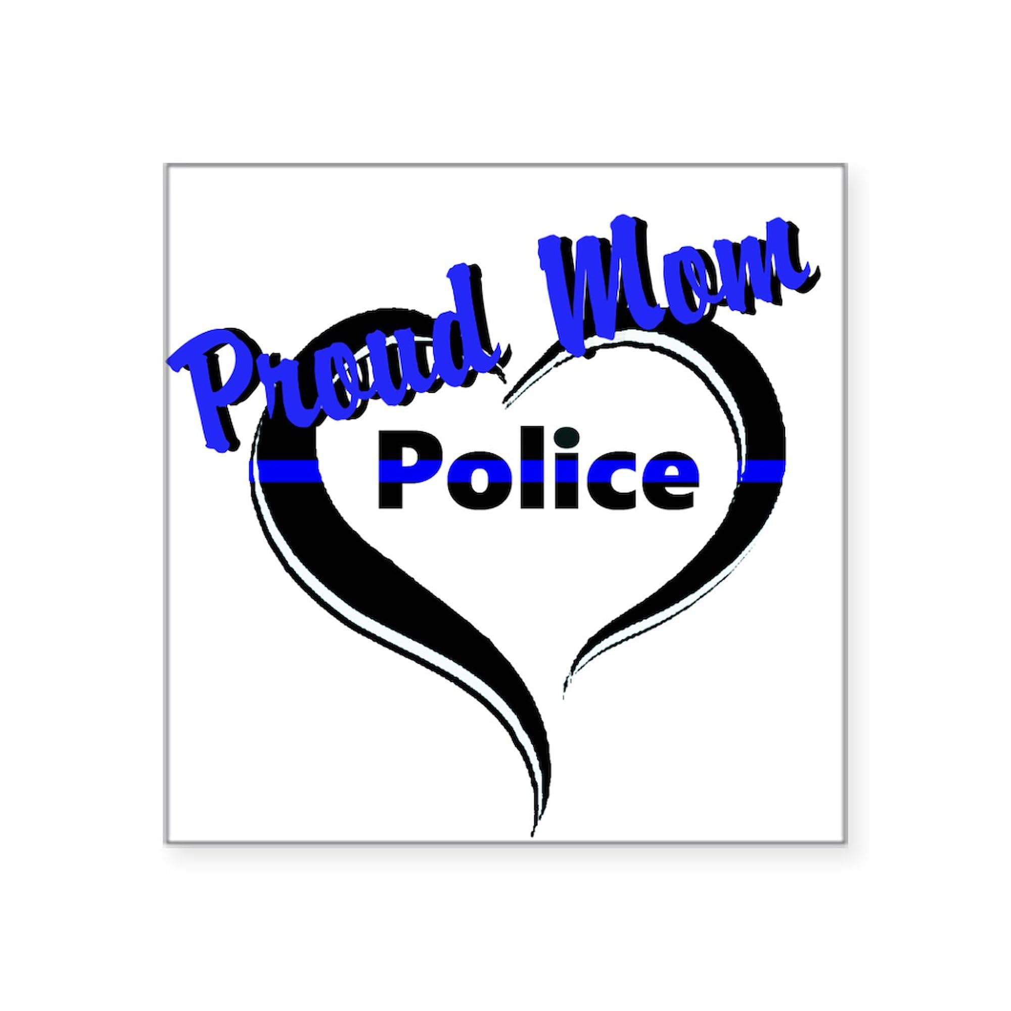 Proud Police Mom Sticker - Square Bumper Decal for Cars, Laptops & Windows - Show Support for Law Enforcement Moms