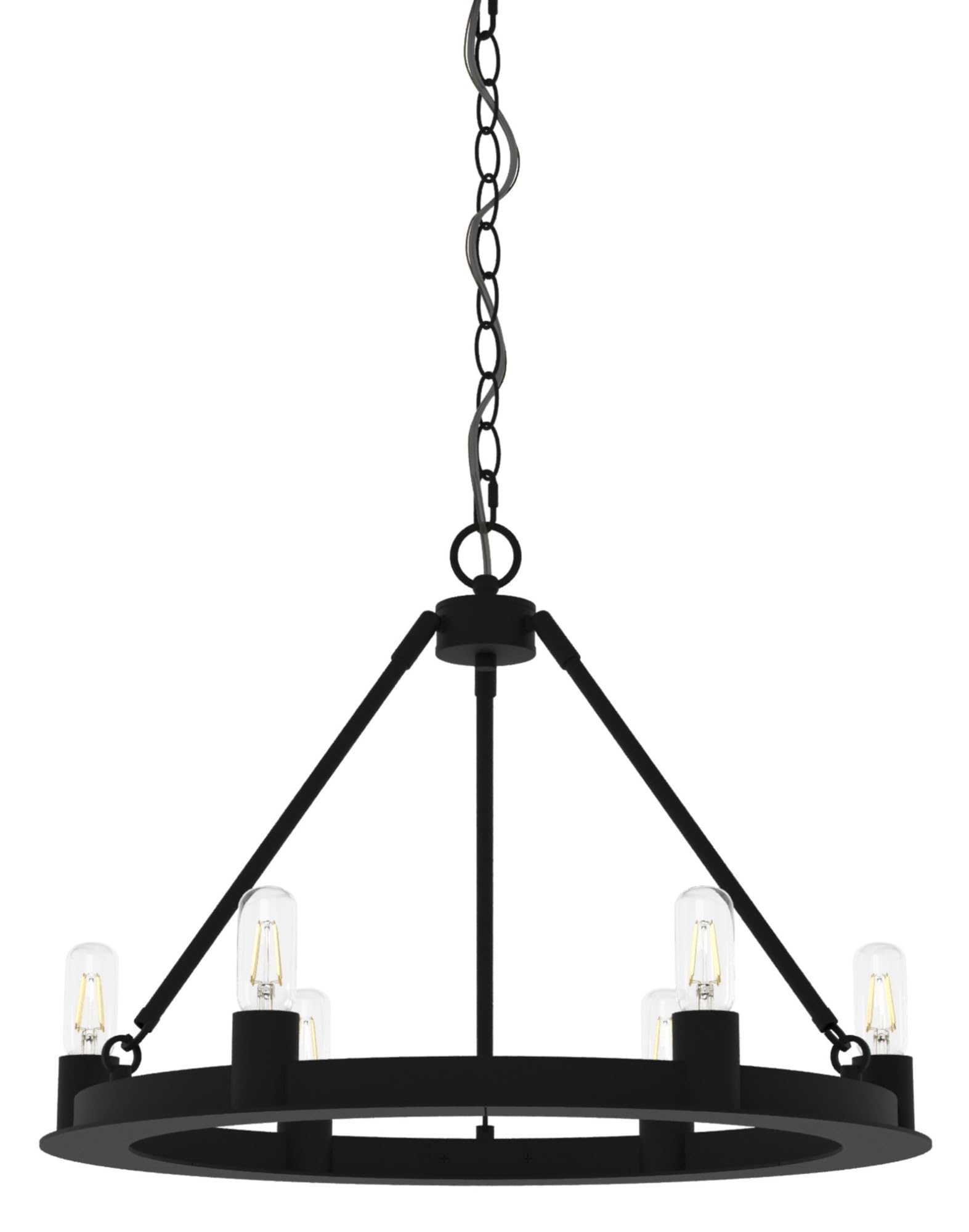 Hunter Fan Company 19033 Saddlewood Chandelier - Natural Iron Finish, 5-Light Ceiling Fixture with Clear Glass Shades - Perfect for Farmhouse, Rustic & Traditional Dining Room Lighting