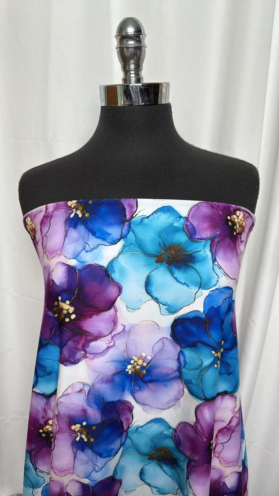 Violet Watercolor Poly/Spandex Single Brushed Performance Fabric - 3 Yard Cut - Perfect for DIY Dresses, Activewear & Dance Costumes