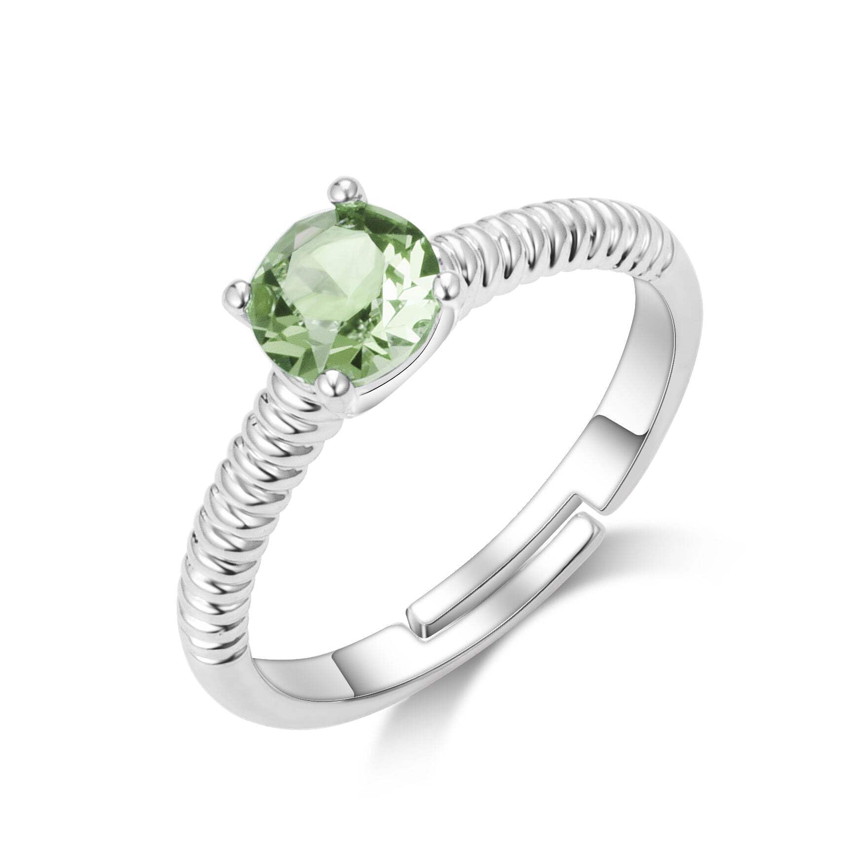 Peridot Birthstone Ring with Zirconia - Adjustable for August Birthdays & Gifts