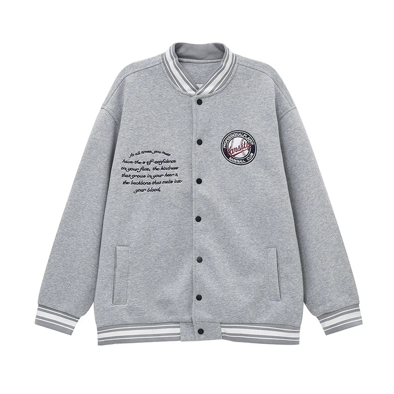 American Style Men's Casual Jackets - Embroidered 3D Letter Single Breasted Loose Coat for Autumn | Trendy Streetwear & Outdoor Fall Fashion