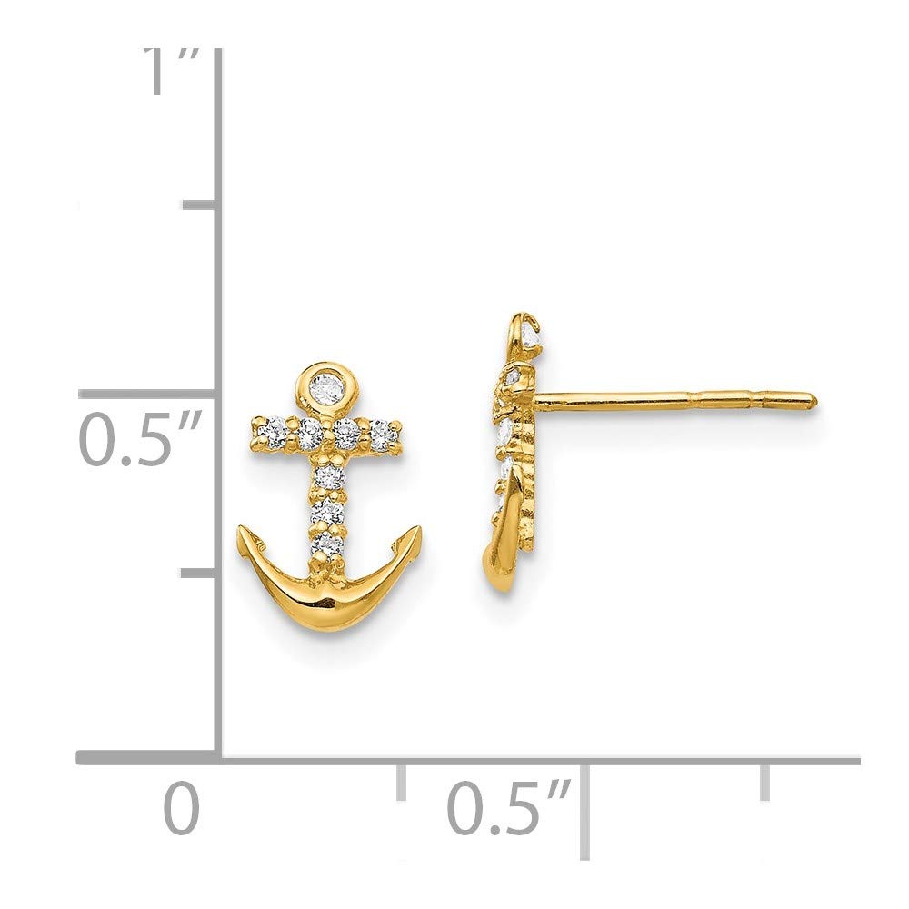 14K Gold Anchor Earrings for Women - Cubic Zirconia Fine Jewelry Gift for Her, Perfect for Daily Wear & Special Occasions