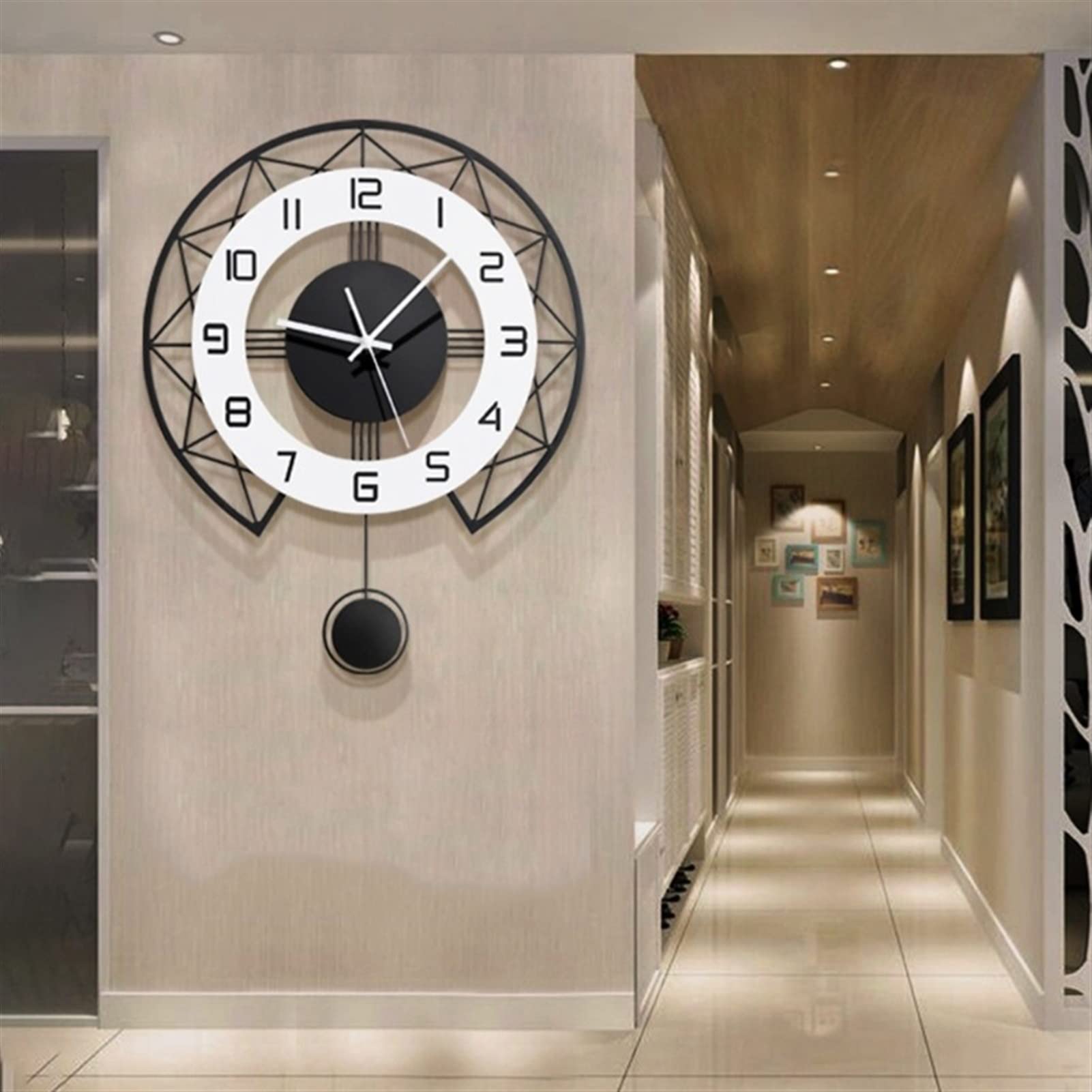 Modern Silent Quartz Wall Clock - Elegant Home Decor for Living Room, Bedroom & Office | Battery Operated, Noiseless Design with Pendulum | Perfect for Gifts, Home Styling & Interior Design