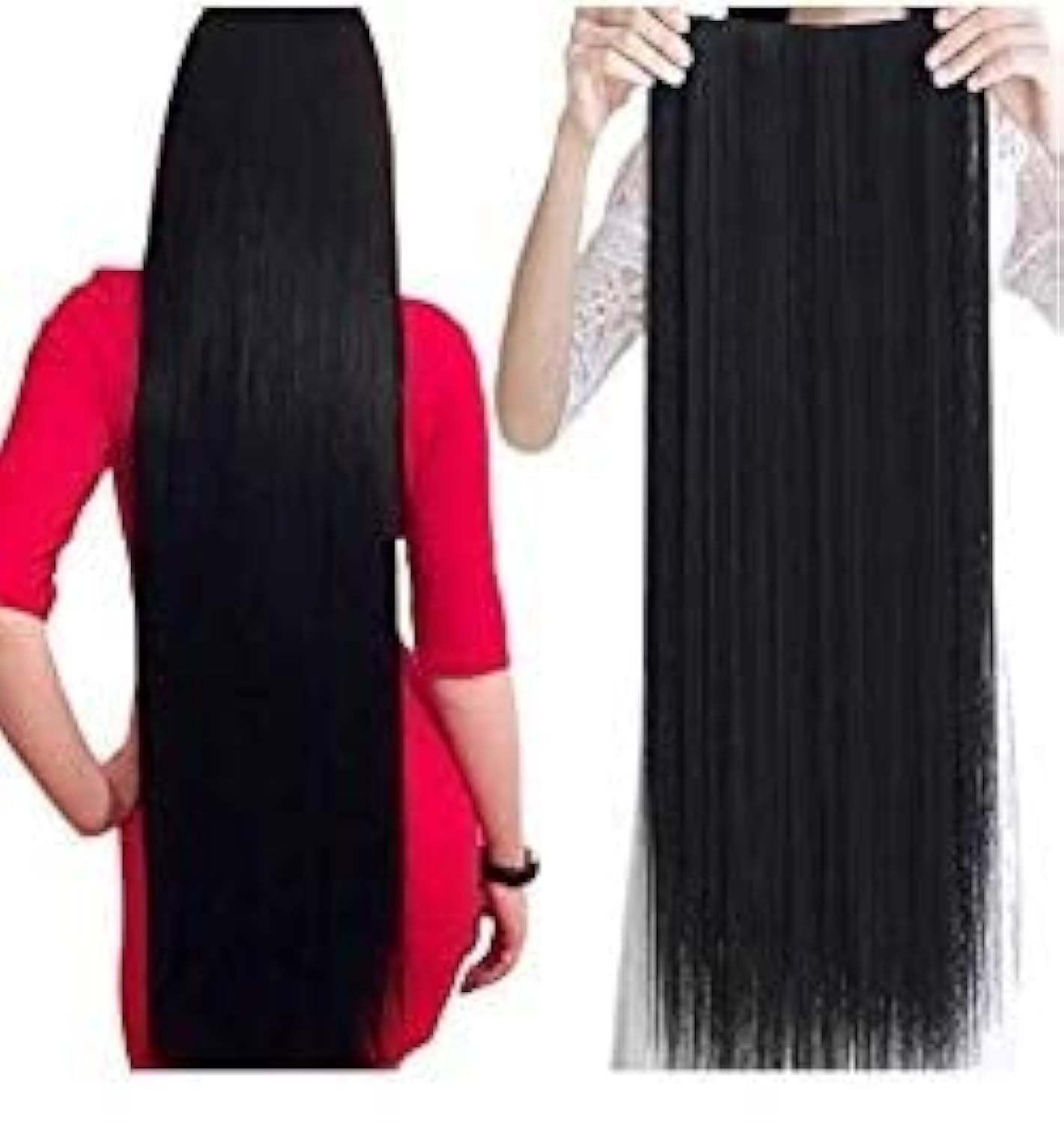 BeatStock Black Straight Hair Extensions - 30 Inch Clip-in Hair Extensions for Women & Girls (5 Clips, 1 Piece) | Instant Length & Volume | Perfect for Parties, Weddings & Daily Styling