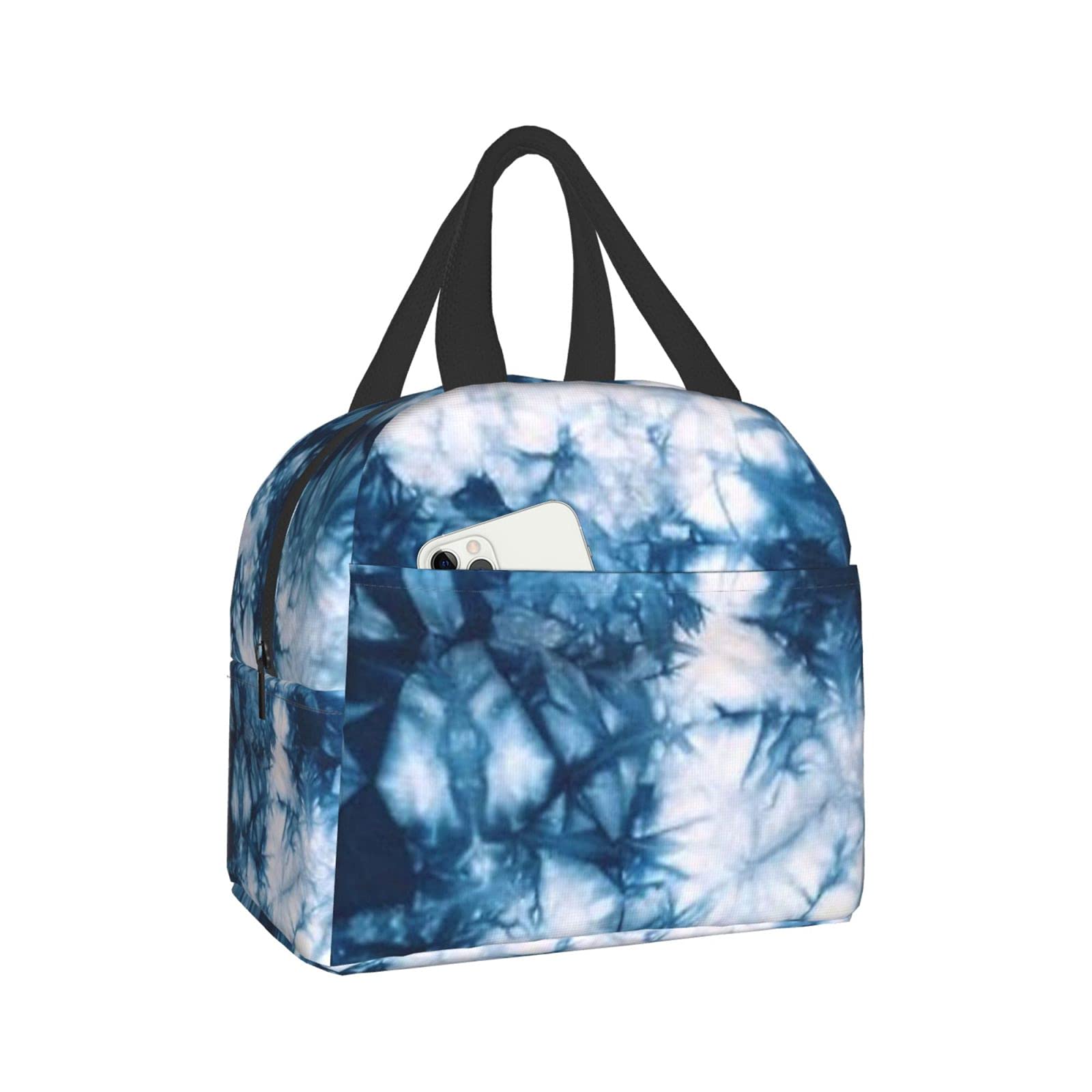 Blue Tie Dye Insulated Lunch Box - Reusable Bento Bag for Travel, Picnic & Shopping | Waterproof, Durable Food Container for Adults, Men & Women | Perfect for Office, School & Outdoor Activities