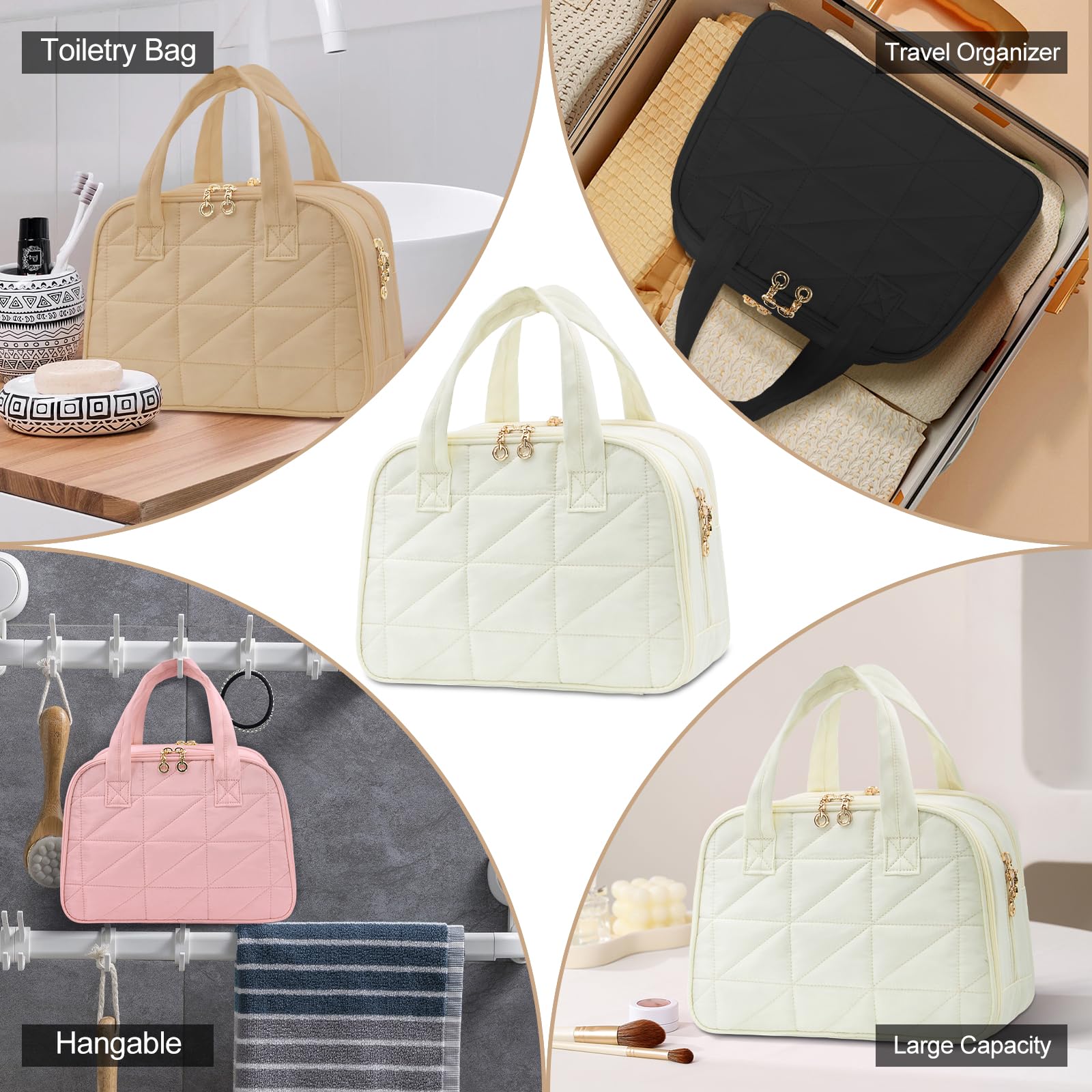 Large Waterproof Travel Toiletry Bag for Women - Portable Cosmetic Organizer for Trips